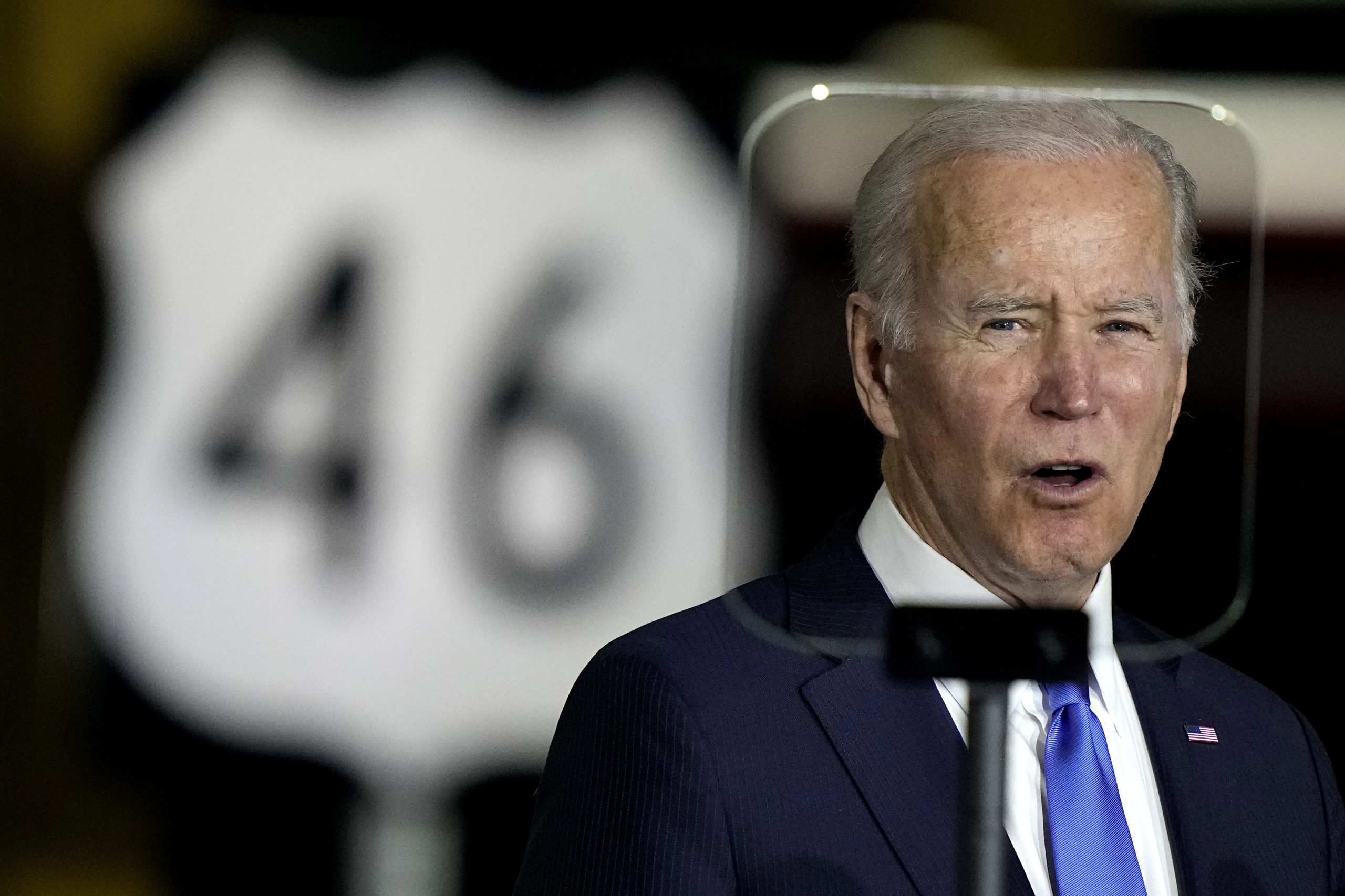 President Joe Biden talks about infrastructure during an event at the Kansas City Area Transit Authority Wednesday, Dec. 8, 2021, in Kansas City, Mo. (AP Photo/Charlie Riedel)
