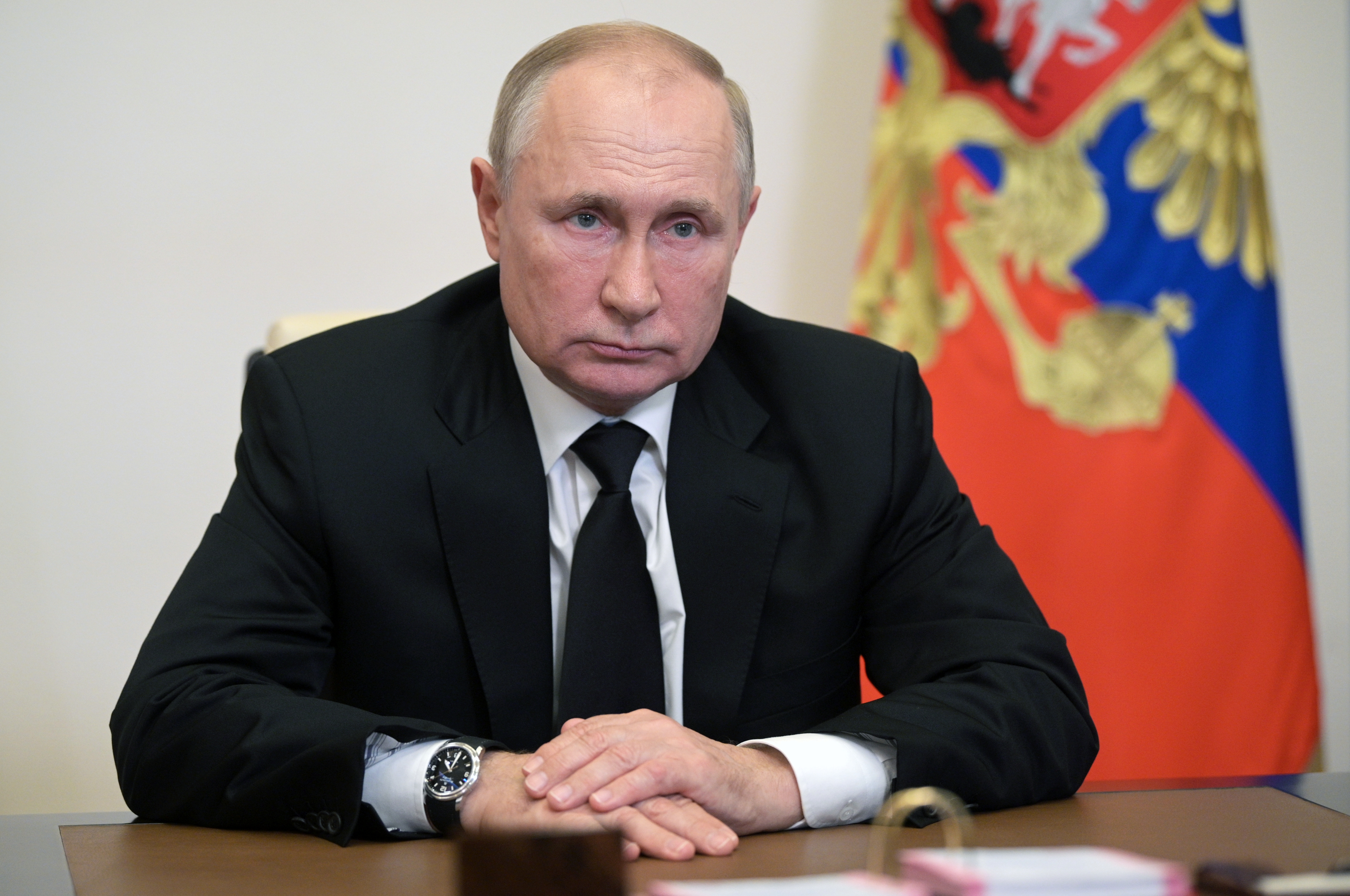 Russian President Vladimir Putin video conference call