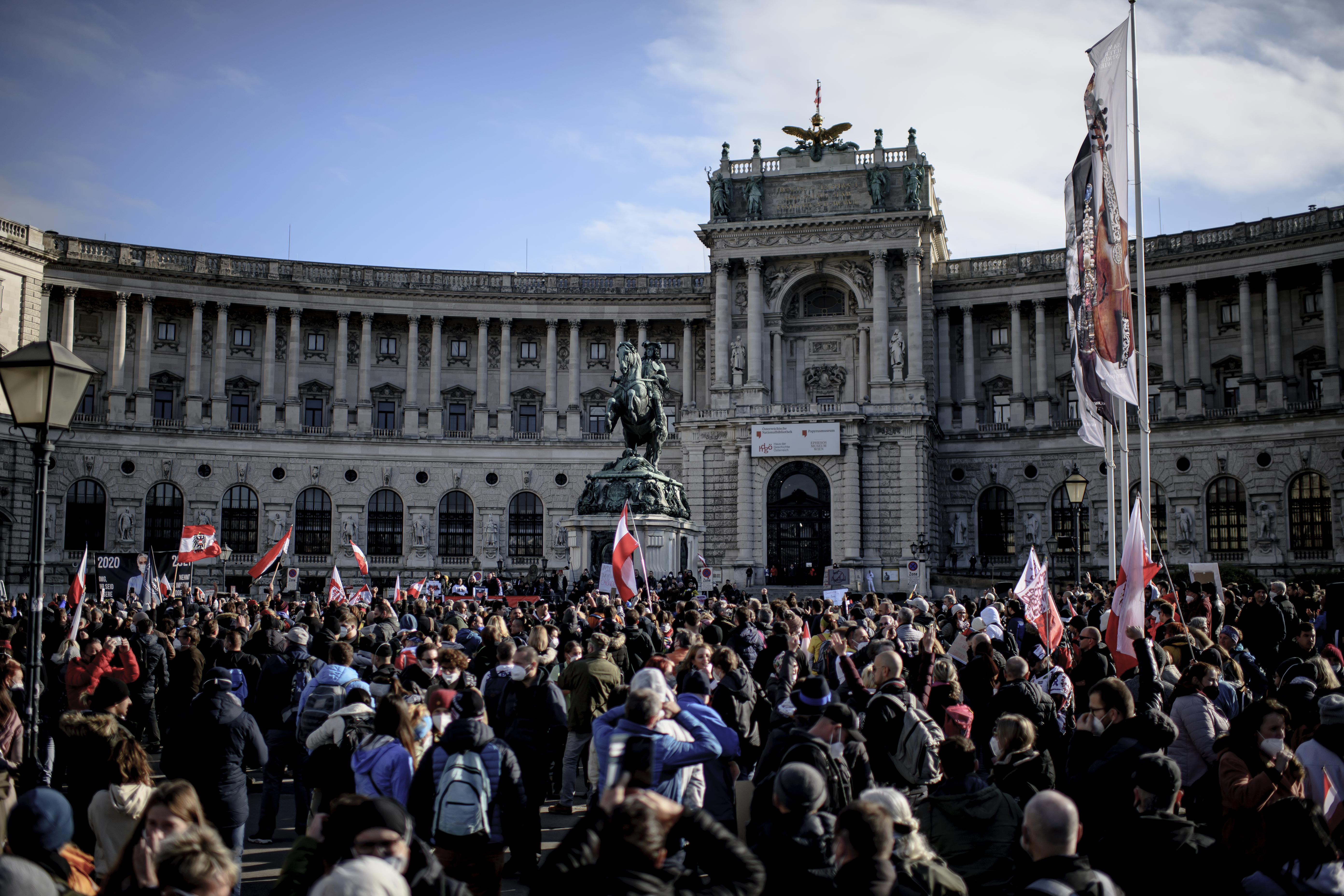 Demonstration against coronavirus meassuers in Vienna Austrija Bec protest