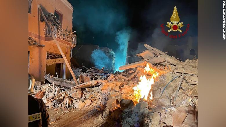 Rescue efforts after building collapses in Sicily, Italy