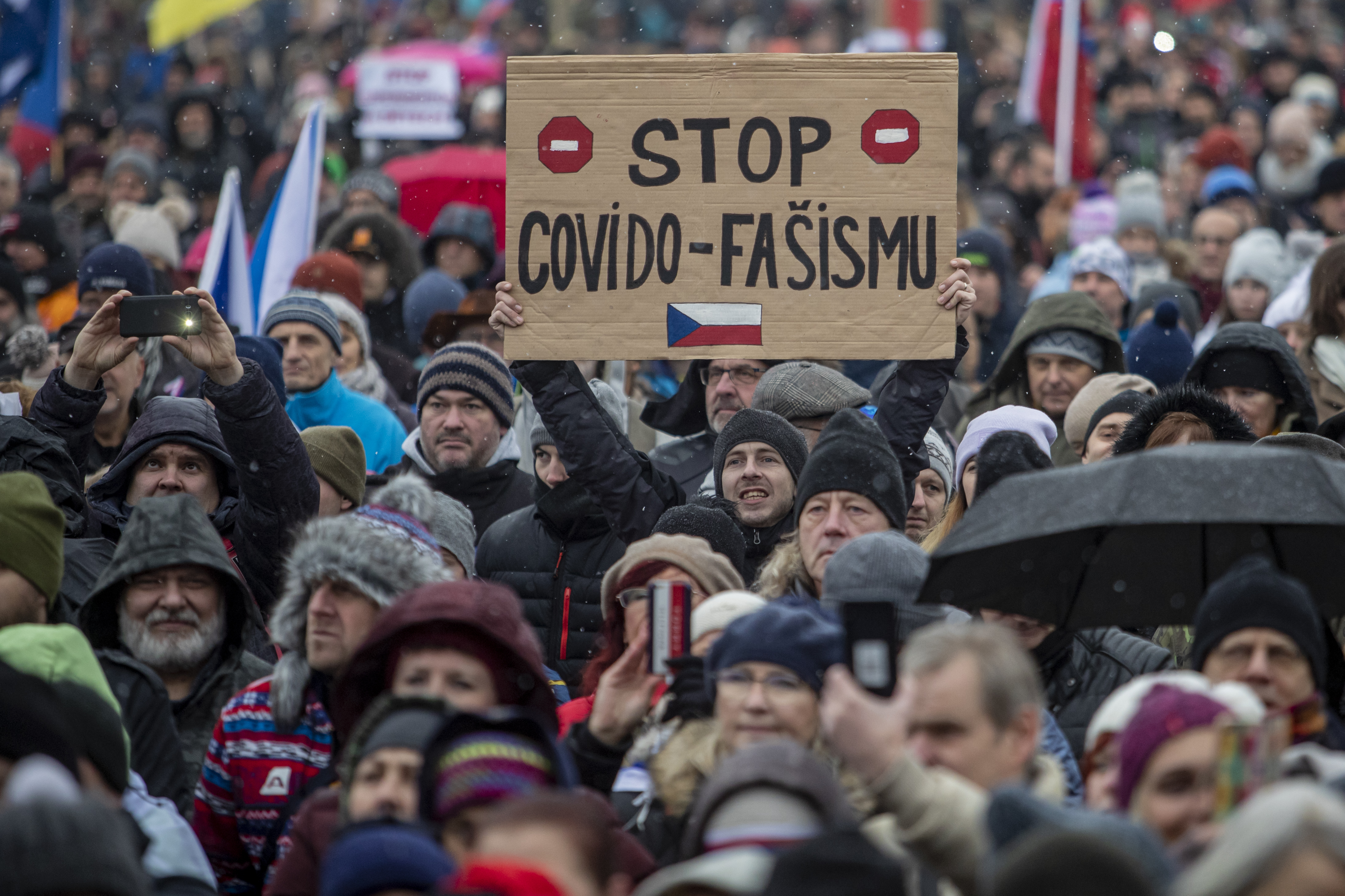 Protest against Czech government's restrictions amid coronavirus in Prague