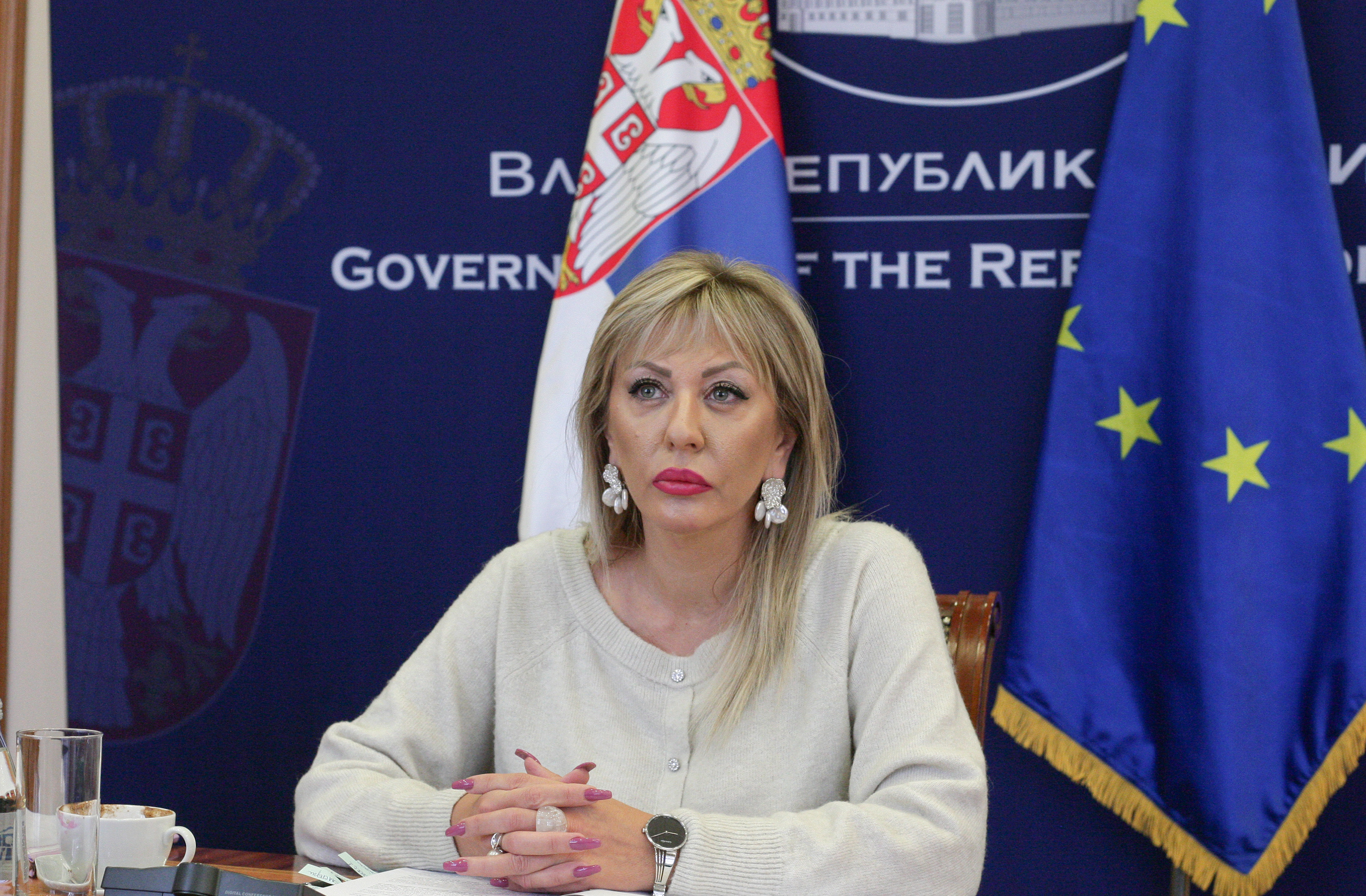 Beograd, 28. oktobra 2021.- Ministar za evropske integracije Jadranka Joksimovic na 13. onlajn sastanku Parlamentarnog odbora za stabilizaciju i pridruzivanje EU i Srbije. FOTO TANJUG/ SAVA RADOVANOVIC/ nr