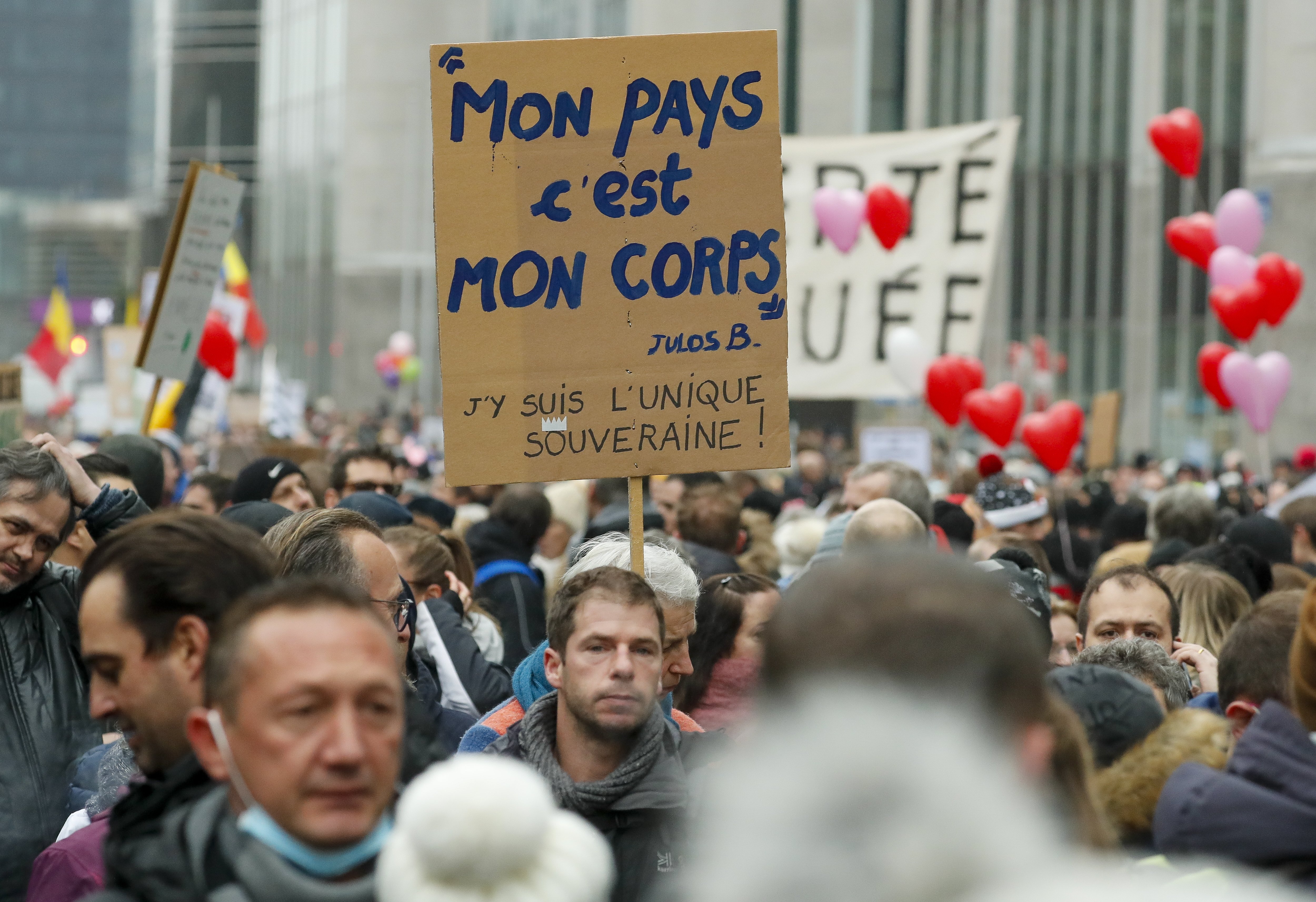 Demonstration against Covid-19 restrictions in Belgium