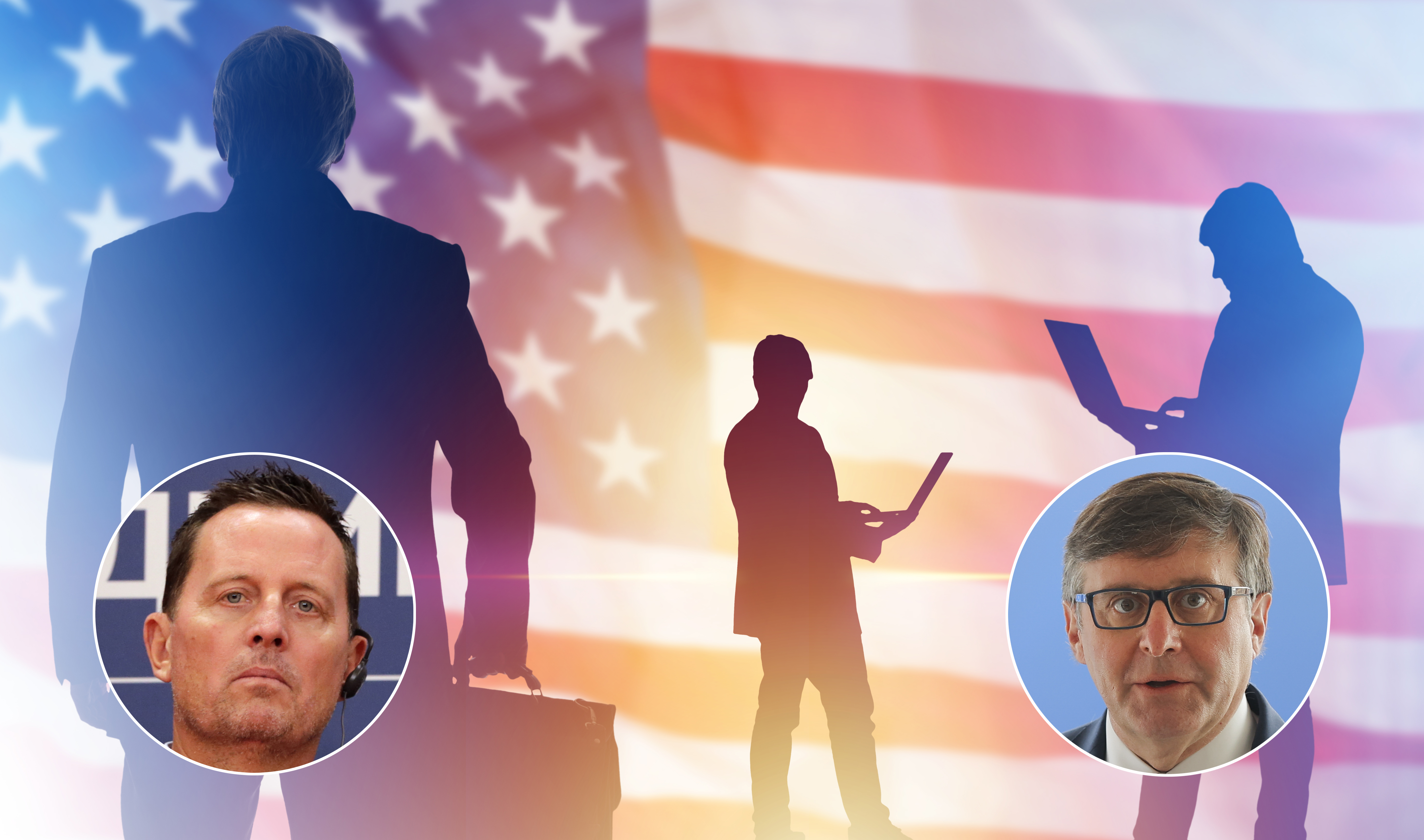 Silhouettes,Of,A,Man,On,Background,Of,American,Flag.,Concept