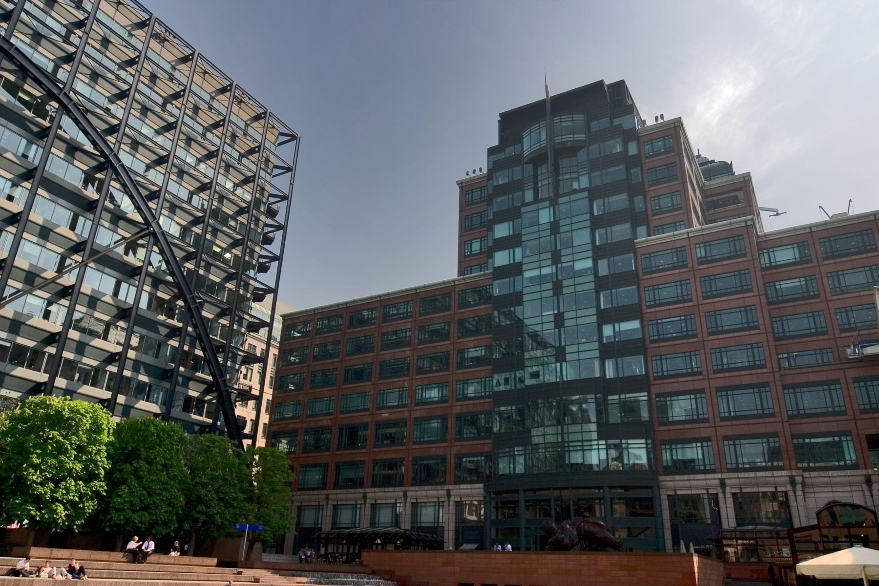 Exchange Square , home to the European Bank for Reconstruction and Development ( right )