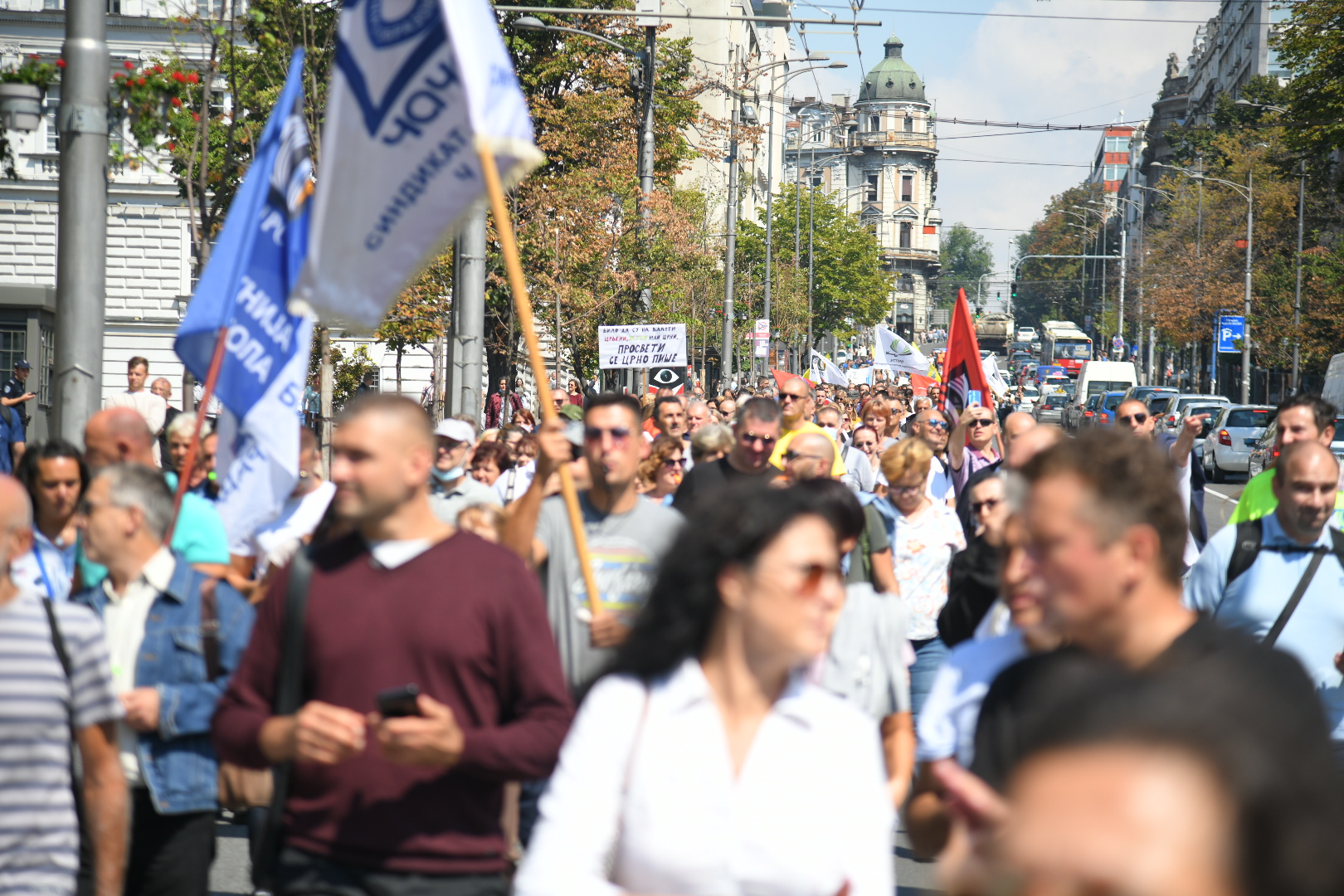 Beograd 31. avgust 2021. Protest prosvetnih radnika ispred Skupstine Srbije, prosvetari, prosvetni radnici Foto:Nemanja Jovanović/Nova.rs