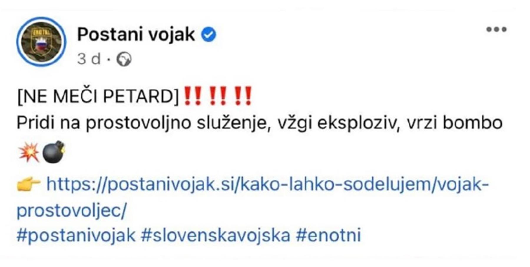 Slovenci pozivaju u vojsku