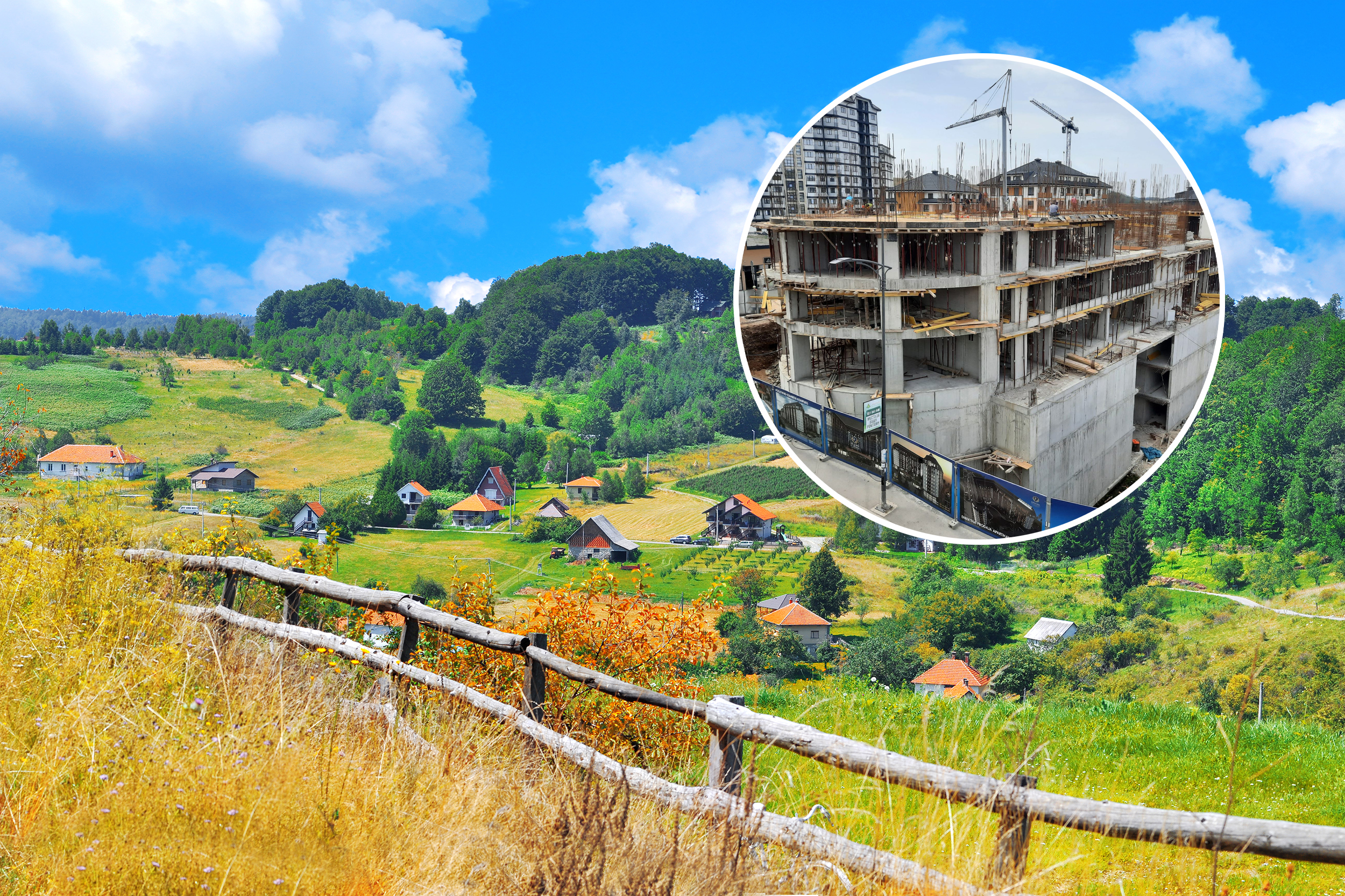 Panoramic,View,Of,Beautiful,Mountain,Village.,Rural,Landscape,,Houses,On