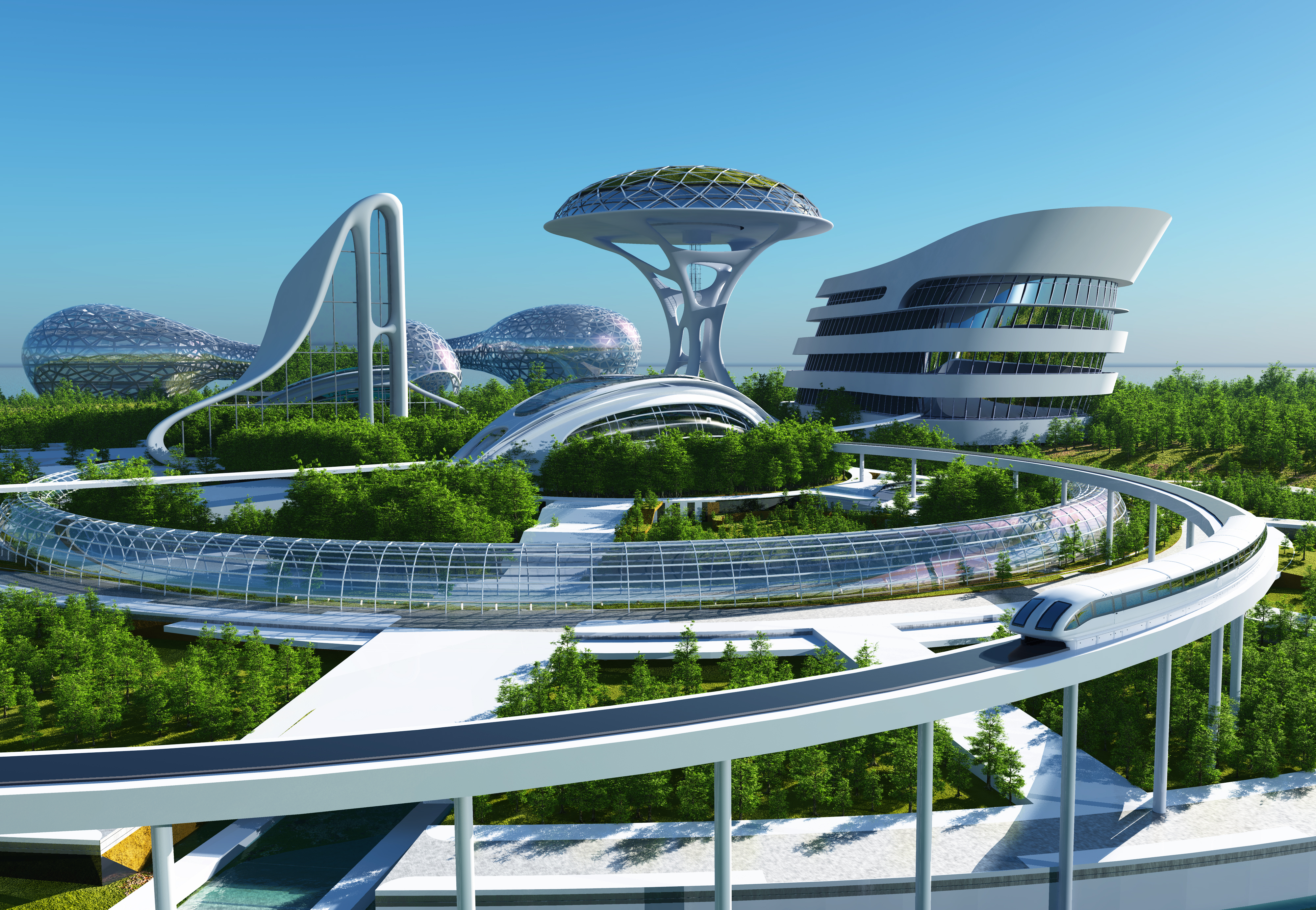 Future,City,On,The,Coast.3d,Render