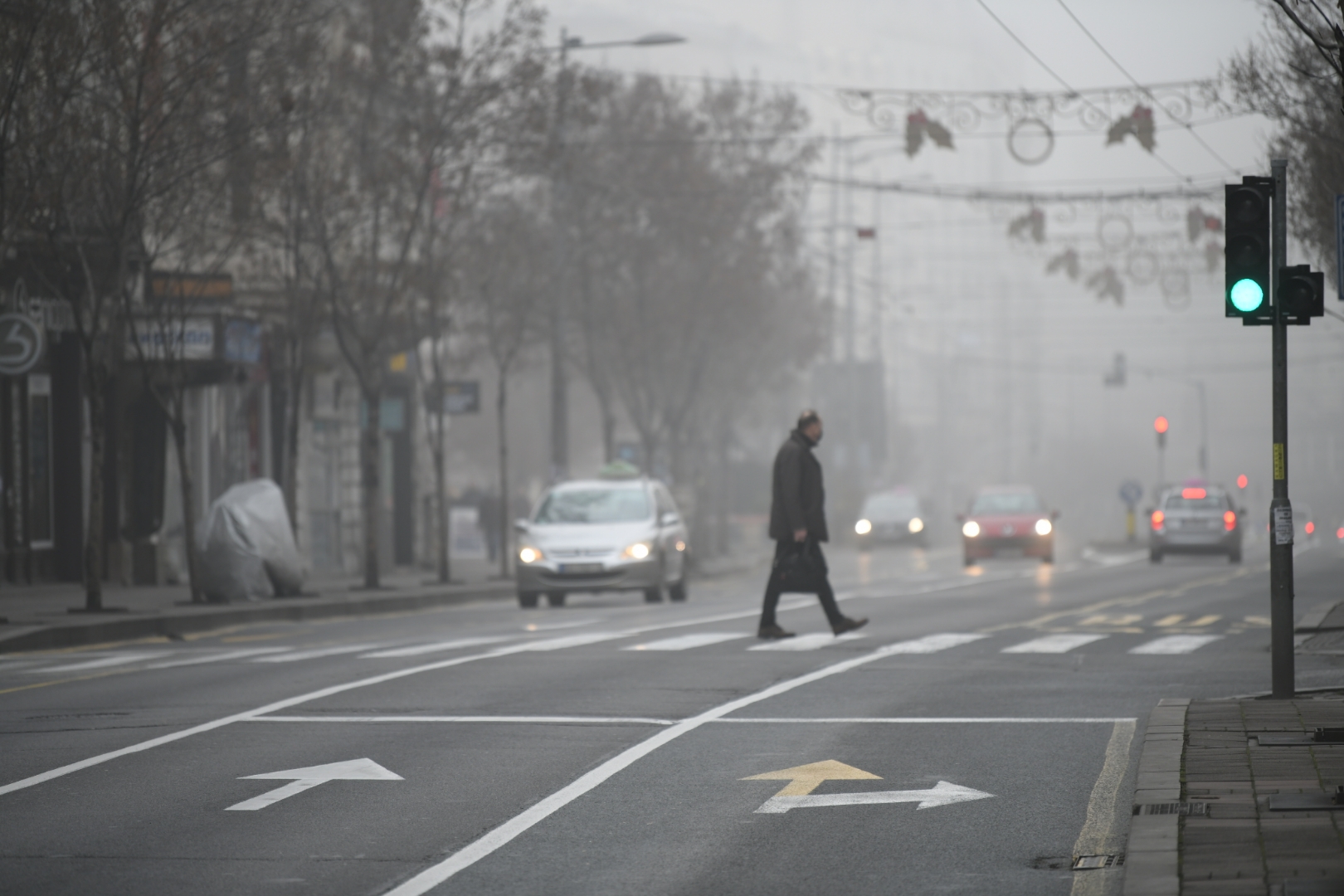 Beograd, 17.12.2020. Zagađenje, magla, prazne ulice, tmurno vreme, zagađen vazduh, grad Foto: Dragan Mujan/Nova.rs