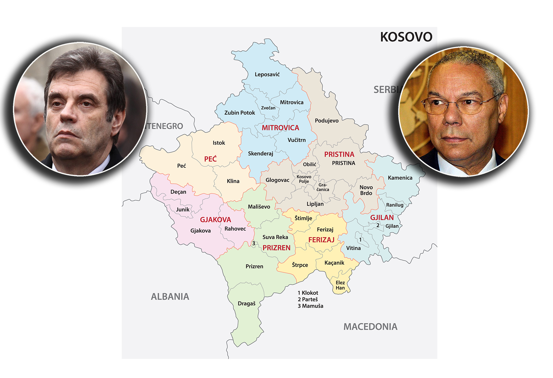 kosovo administrative and political vector map