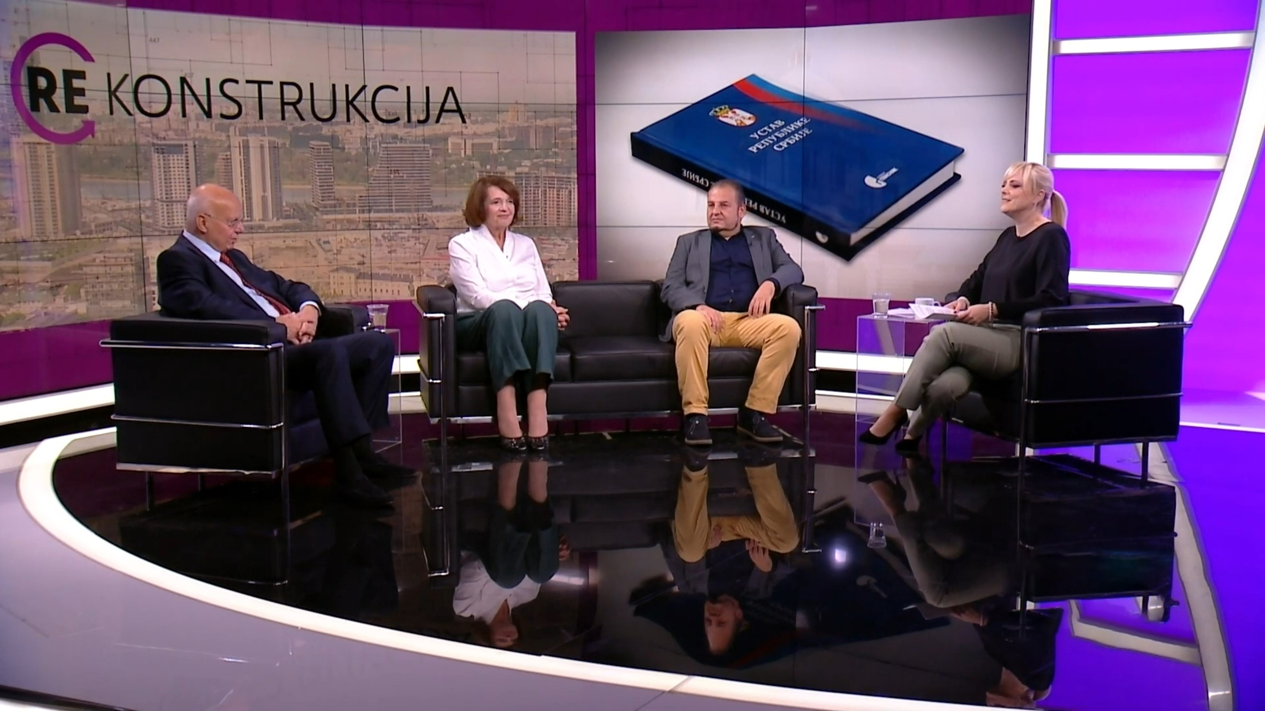 Toma Fila, adovatk, Vesna Rakić Vodinelić, profesorka prava i Miodrag Jovanović, profesor Pravnog fakulteta, gosti, emisija Rekonstrukcija Foto: N1
