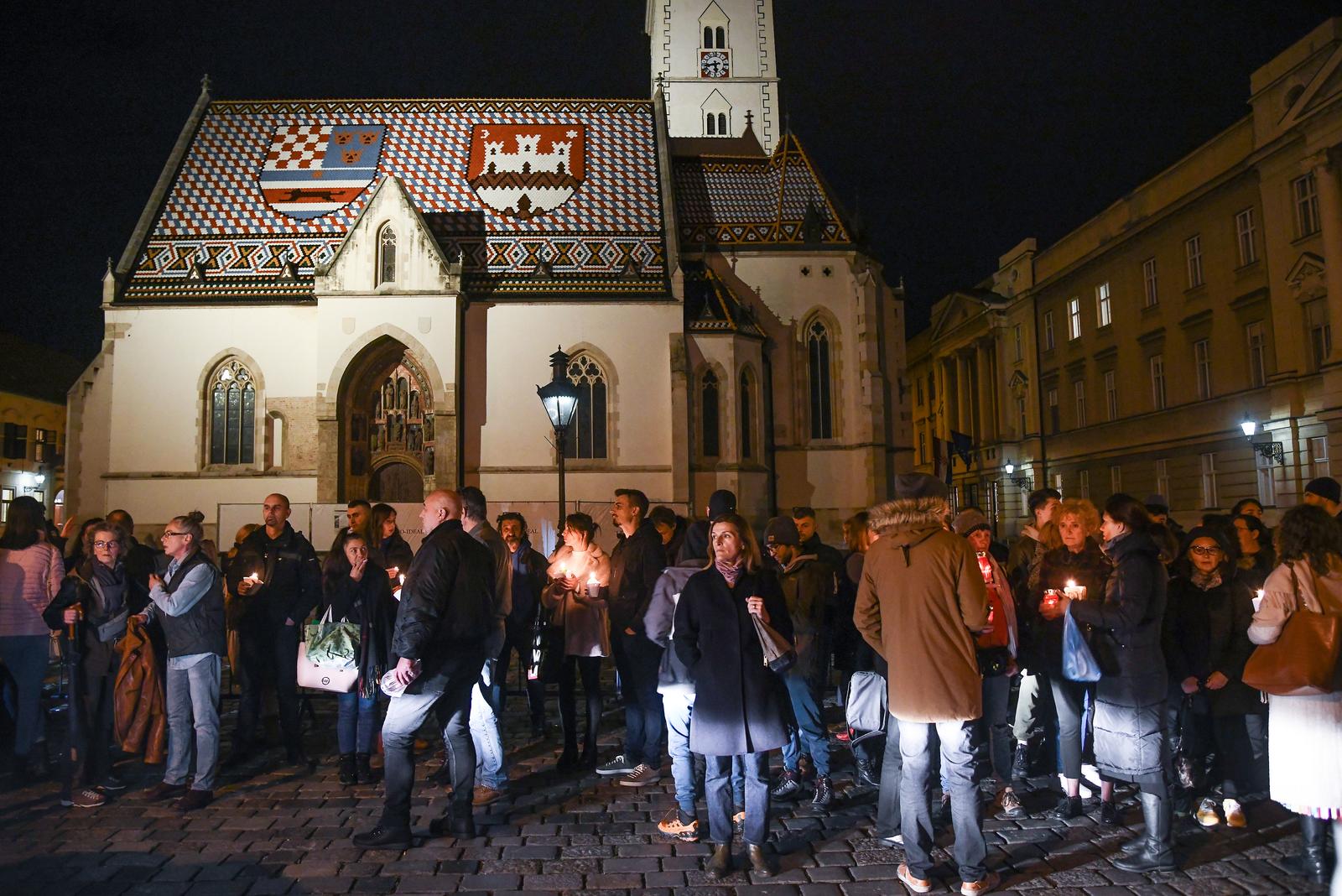 08.11.2021., Zagreb - Na Trgu svetog Marka odrzan je prosvjed zbog sve strozih epidemioloskih mjera.