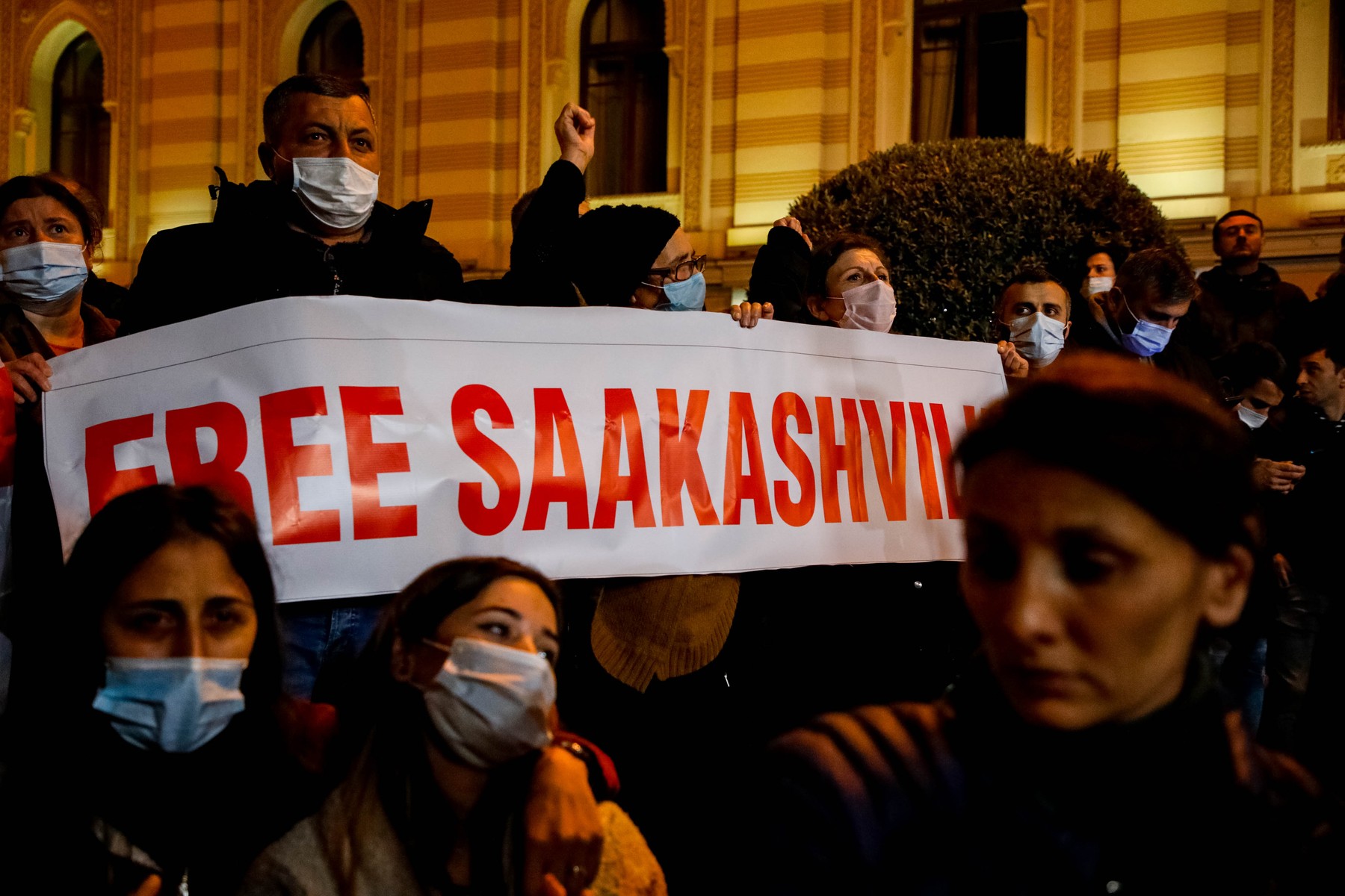 Supporters of United National Movement rally in Tbilisi, Georgia