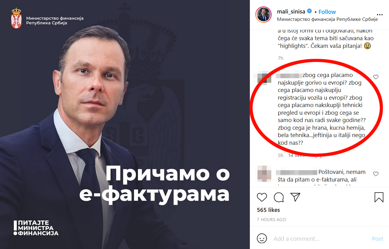 Pitajte ministra Sinisa Mali