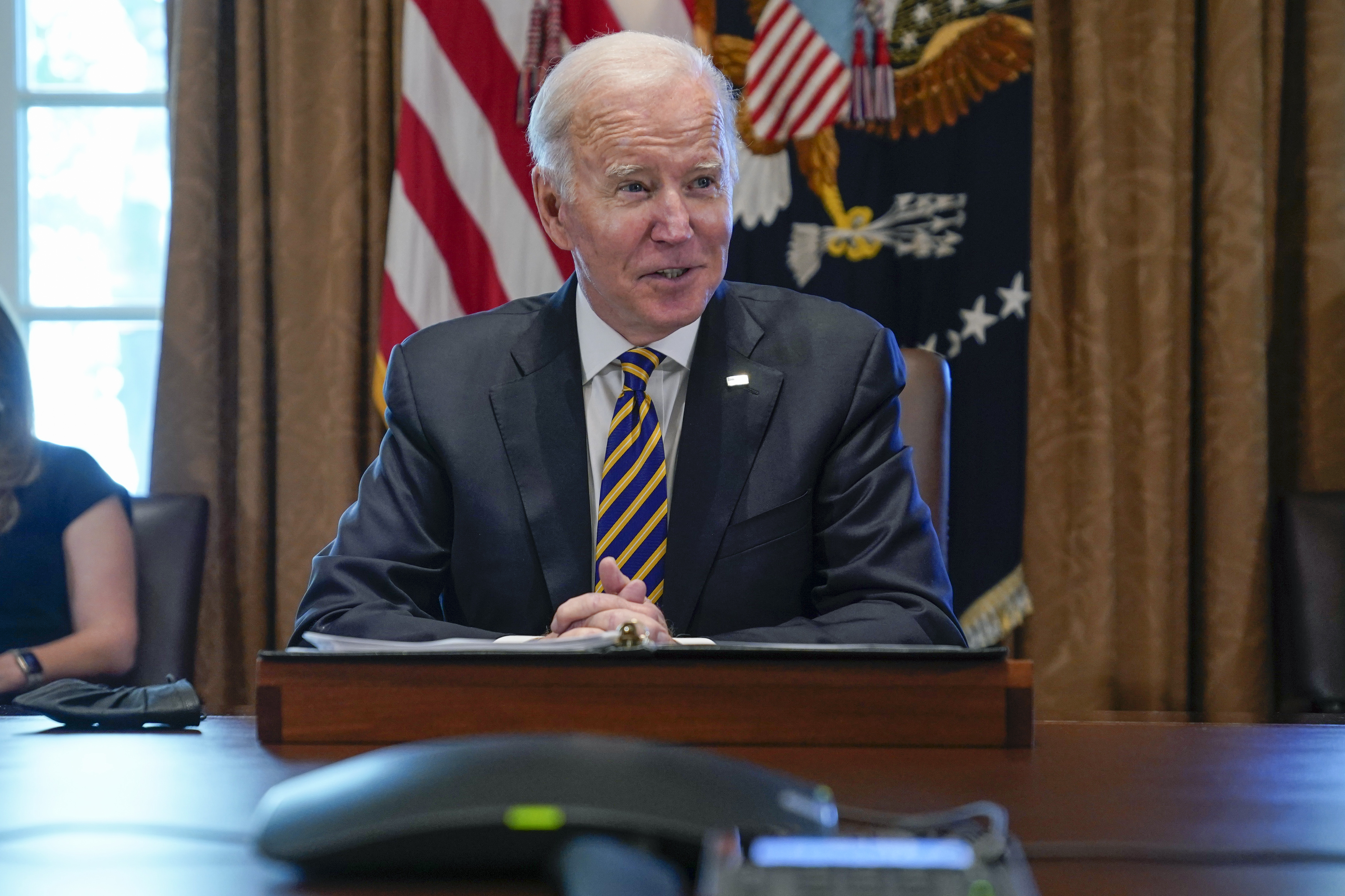 President Joe Biden speaks during a cabinet meeting in the Cabinet Room of the White House, Friday, Nov. 12, 2021, in Washington. (AP Photo/Evan Vucci)