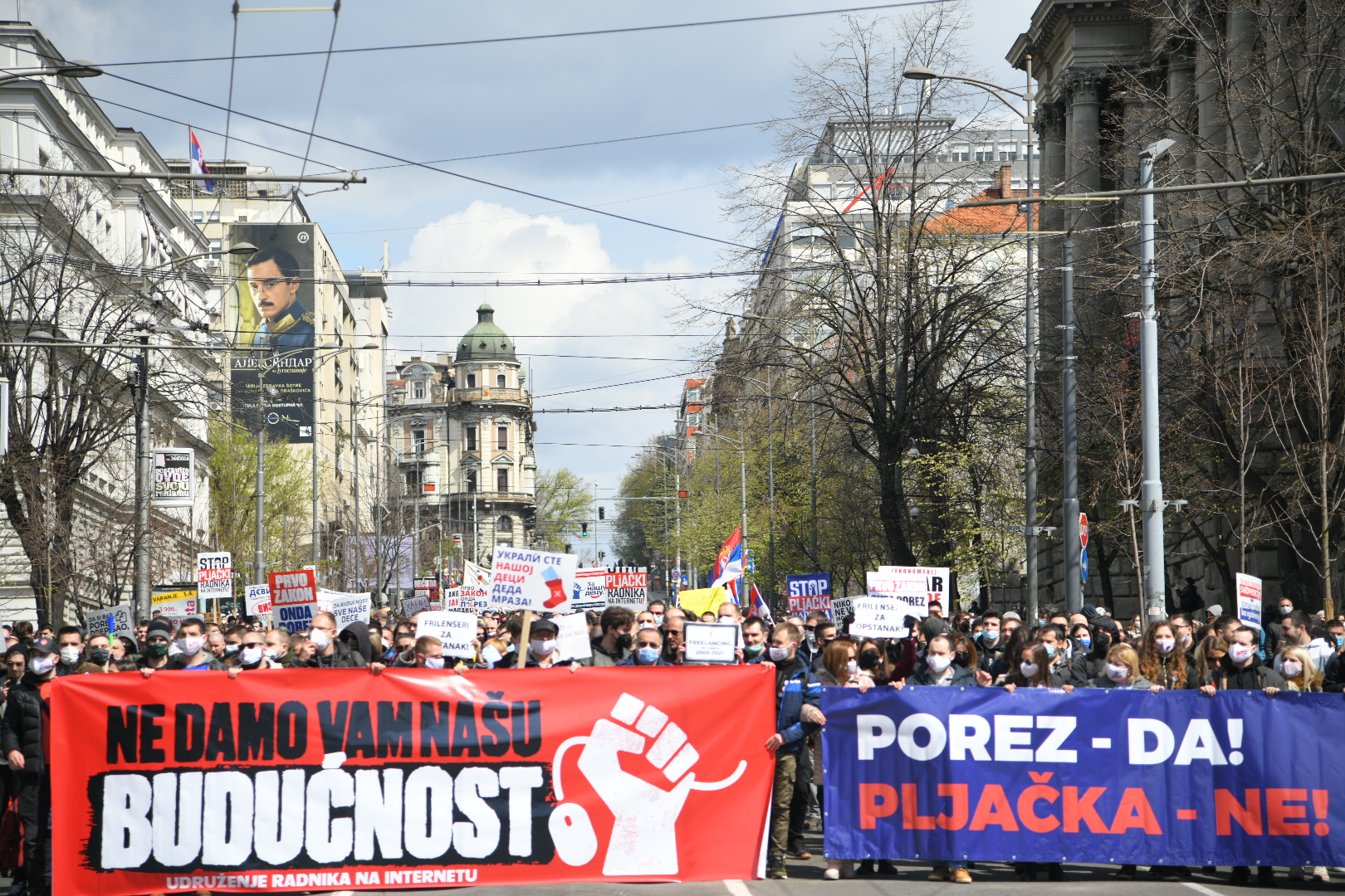 Beograd, 08.04.2021. Protest frilensera, Frilenseri, Internet radnici, radnici na internetu, protestna šetnja Foto: Nemanja Jovanović/Nova.rs