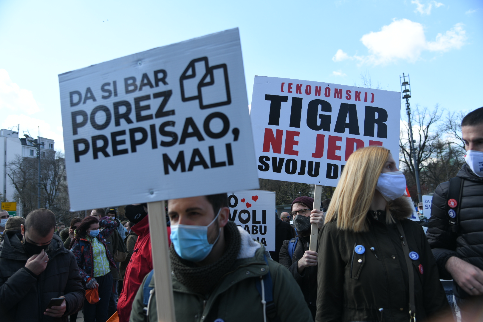 Beograd, 08.04.2021. Protest frilensera ispred Skupštine, Frilenseri, Internet radnici, radnici na internetu Foto: Nemanja Jovanović/Nova.rs