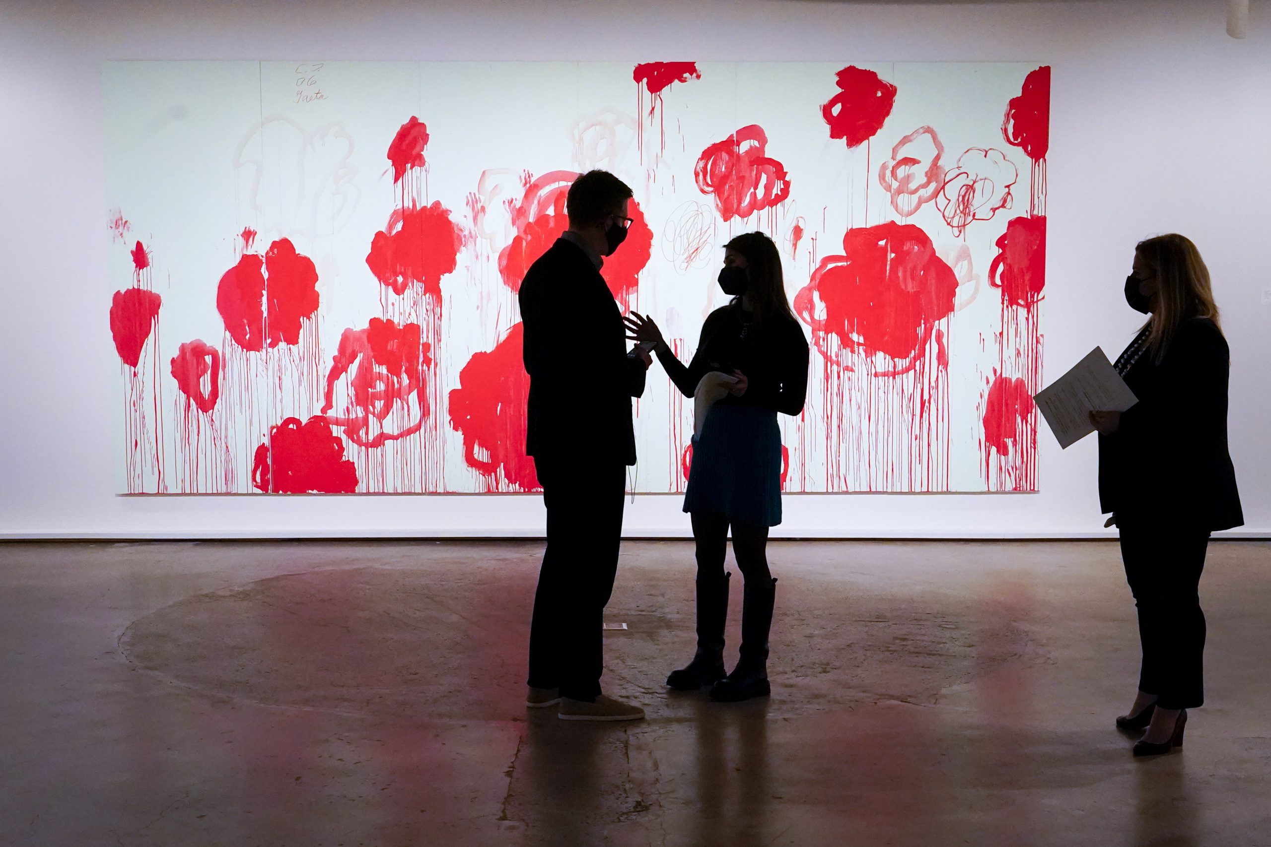 Cy Twombly's "Untitled" is on display at Sotheby's auction house during a press preview for the upcoming The Macklowe Collection auction, Friday, Nov. 5, 2021, in New York. (AP Photo/Mary Altaffer)