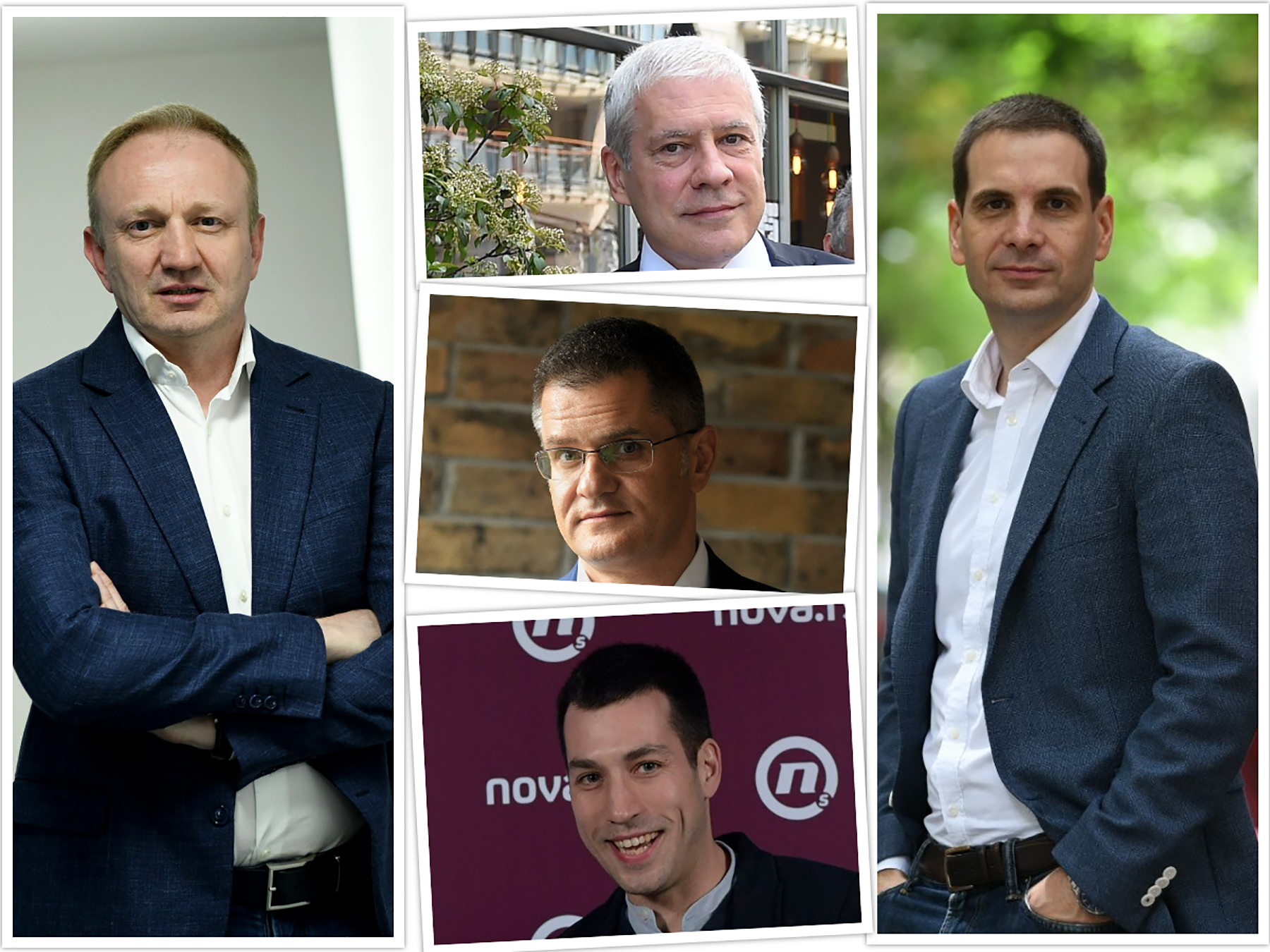 Dragan Djilas, Boris Tadic, Dobrica Veselinovic, Milos Jovanovic i Vuk Jeremic