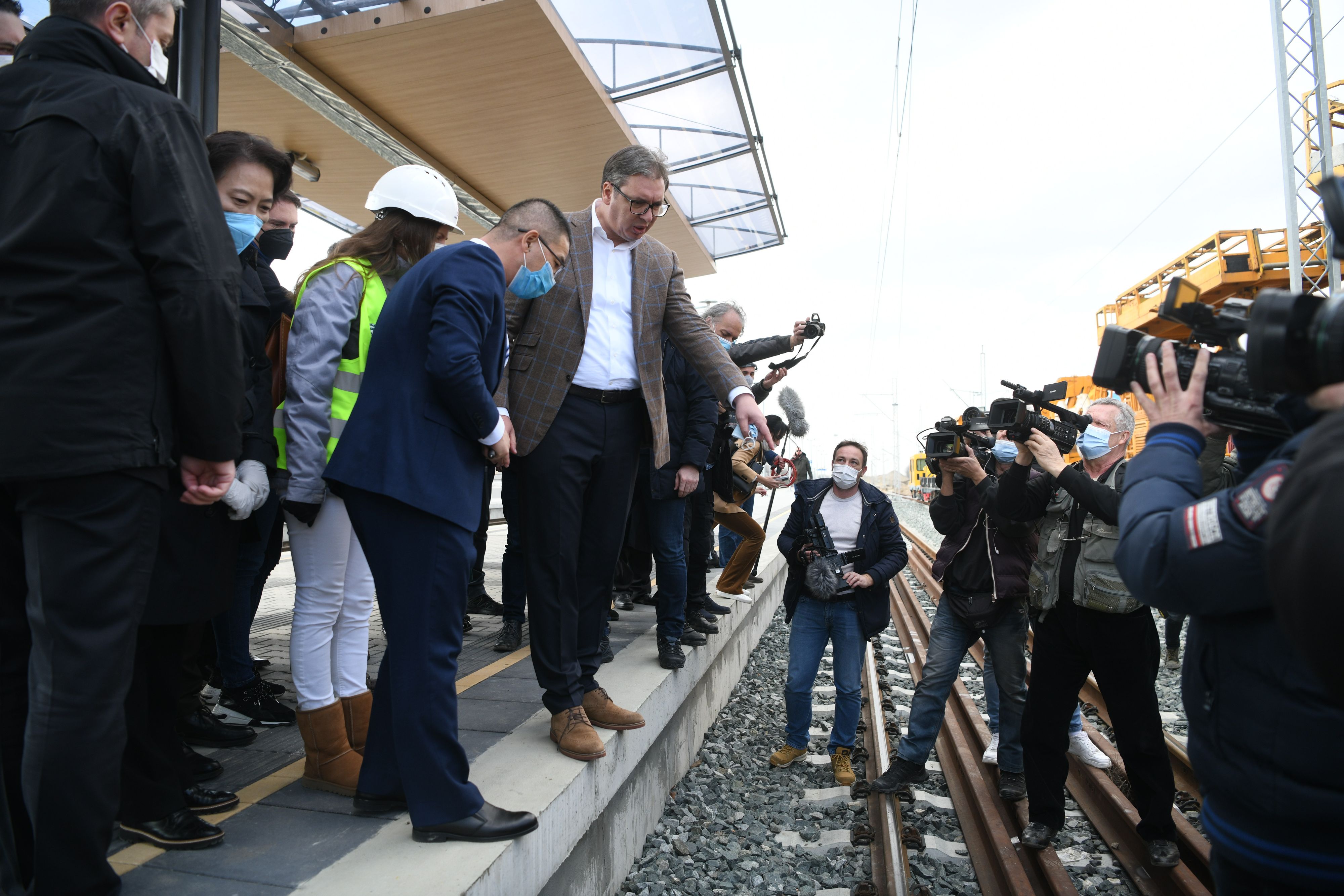 Beograd 25.03.2021. Aleksandar Vučić. Železnička stanica Zemun, radovi, obilzaka radova Foto: Filip Krainčanić/Nova.rs