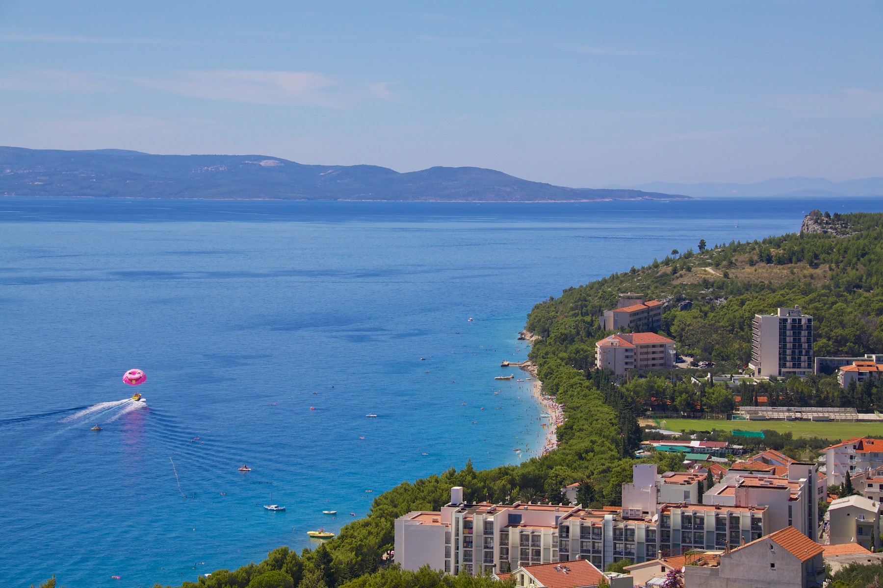 Bird's eye view of popular holiday resort Tucepi by Adriatic Sea on Makarska Riviera,  Dalmatia,  Croatia,Image: 169583258, License: Royalty-free, Restrictions: , Model Release: no, Credit line: Tomas Griger / Panthermedia / Profimedia