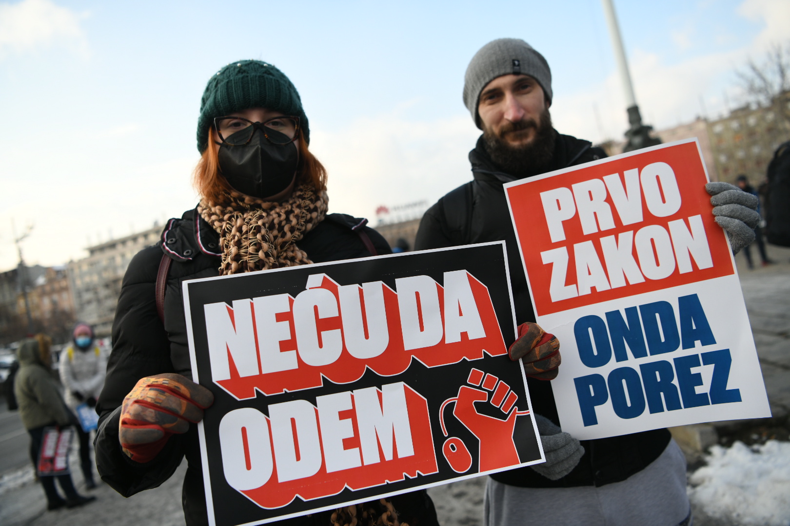 Beograd 16. januar 2021. Udruzenje radnika na internetu (frilenseri) protest ispred Narodne skupstine u Beogradu  Foto:Vesna Lalić/Nova.rs