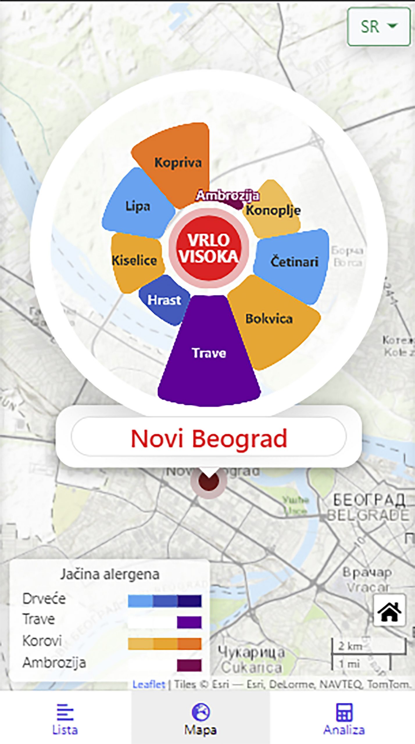 NEA - Nova aplikacija za prikaz koncentracija alergenog polena u Srbiji