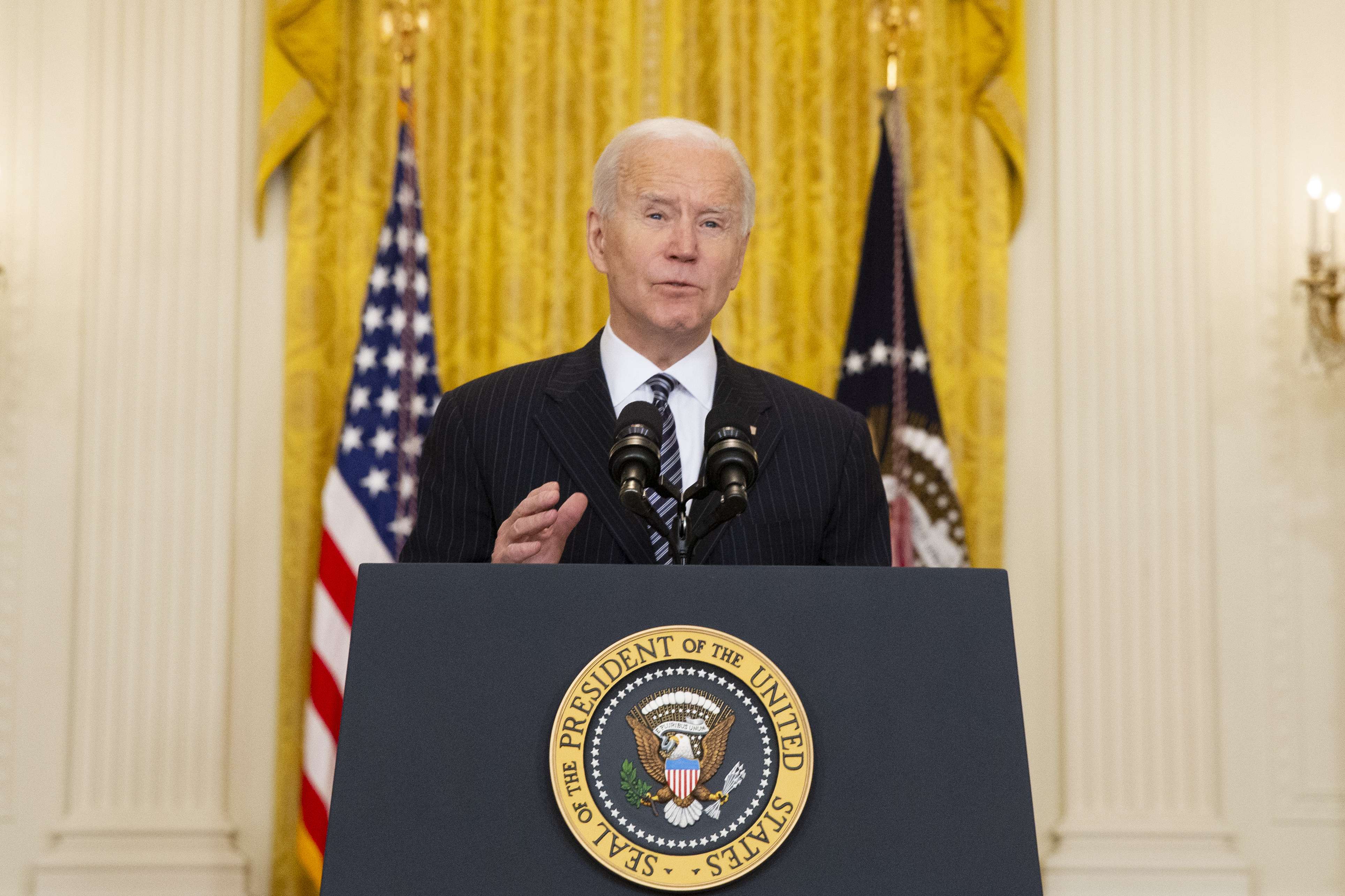 US President Joe Biden delivers remarks on the state of COVID-19 vaccinations