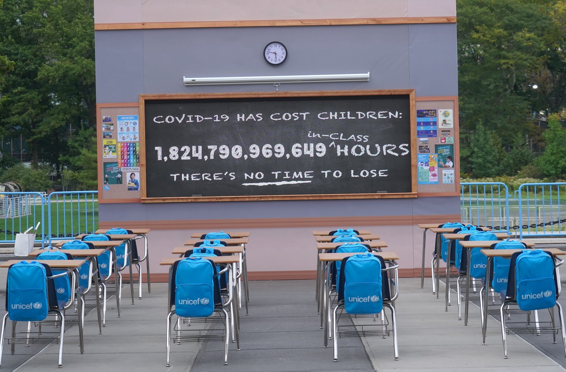 'No Time To Lose' Installation By UNICEF At The UN Headquarters In New York, New York City, United States - 15 Sep 2021