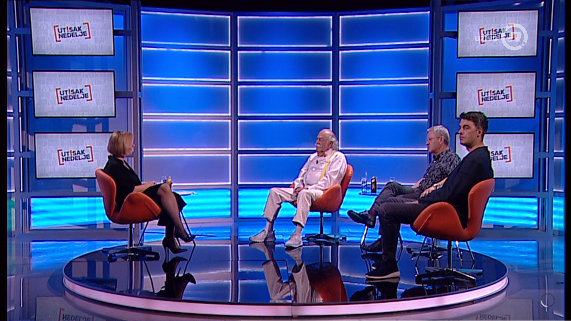 Olja Bećković, Dragoljub Bakić, Dragan Velikić, Đorđe Miketić, emisija Utisak nedelje Foto: Nova S