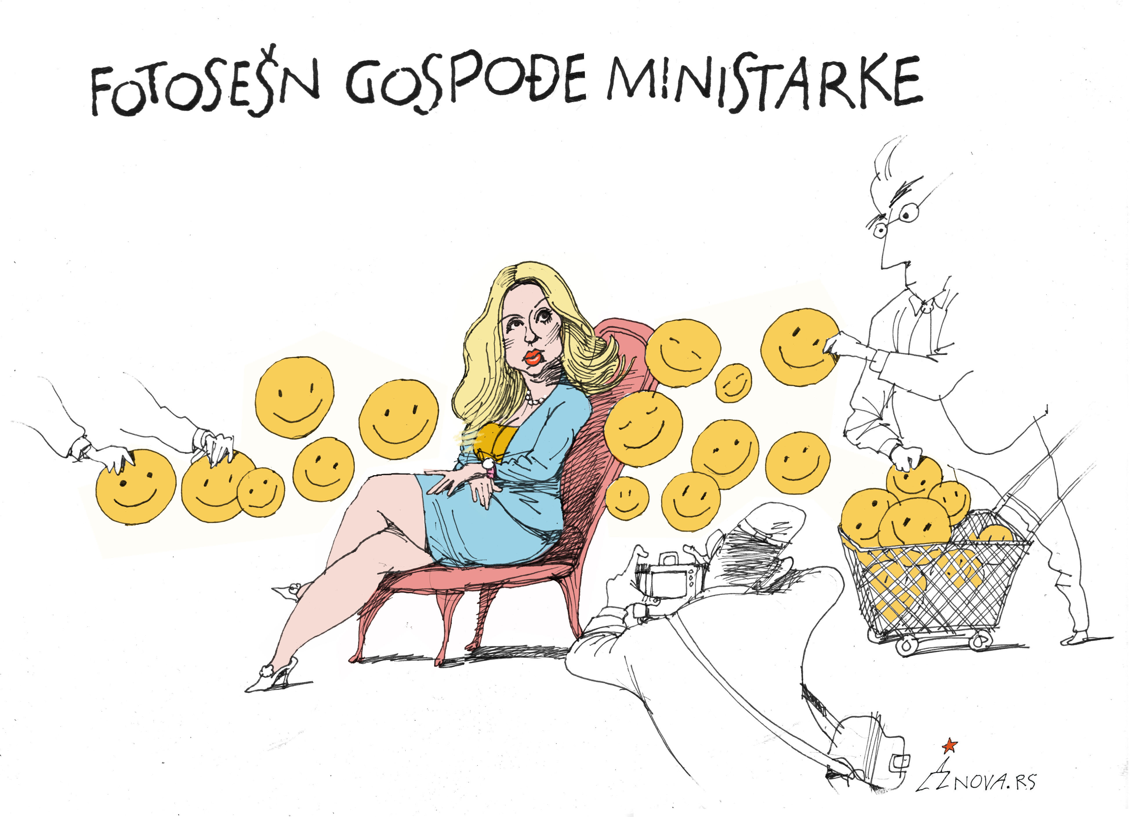 Fotosešn gospođe ministarke, Fotosešn gospodje ministarke Karikatura: Dušan Petričić/Nova.rs