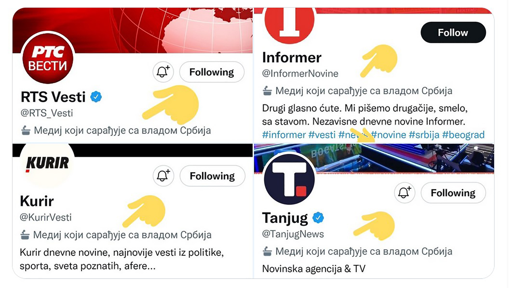 Mediji, koji saradjuju sa Vladom Srbije Foto: Twitter/Radomir Martin™/@radomir_martin