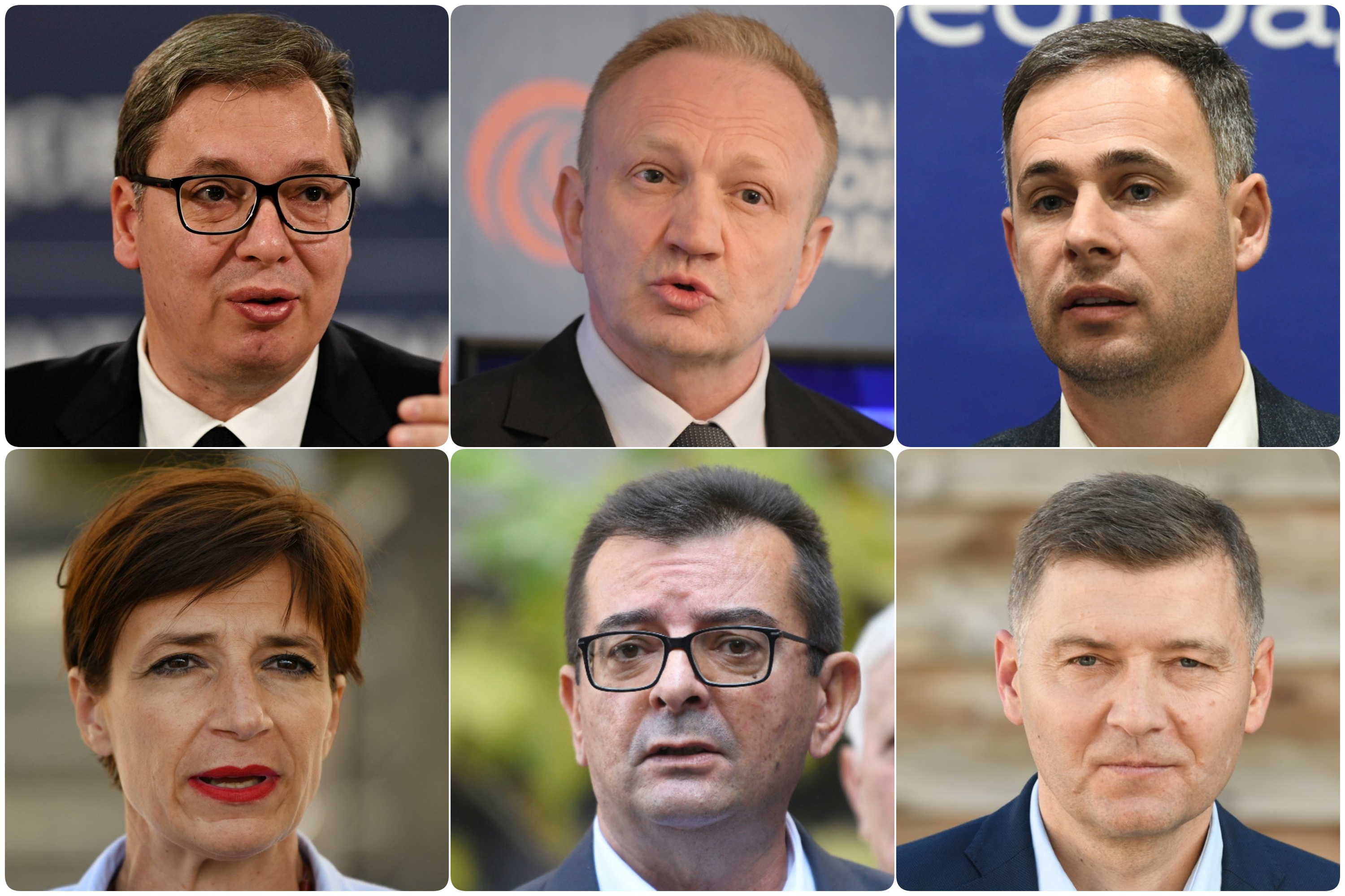 Aleksandar Vučić, Dragan Đilas, Miroslav Aleksić, Dragana Rakić, Janko Veselinović i Nebojša Zelenović