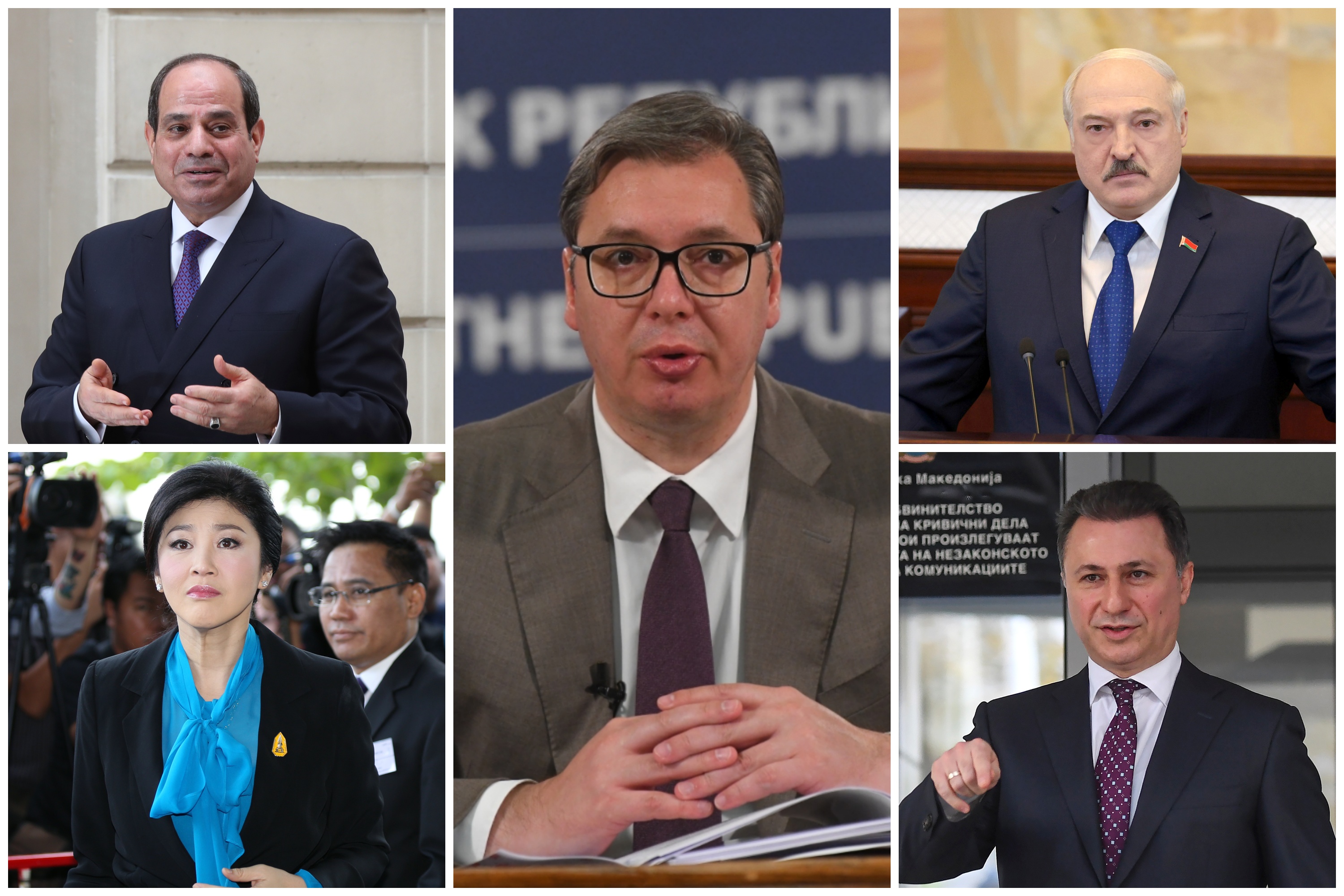 Abdel Fatah al Sisi, Aleksandar Lukašenko, Jingiluk Šinivatra, Nikola Gruevski, Aleksandar Vučić, kombo Abdel Fatah al Sisi, Aleksandar Lukašenko, Jingiluk Šinivatra, Nikola Gruevski, Aleksandar Vučić, kombo