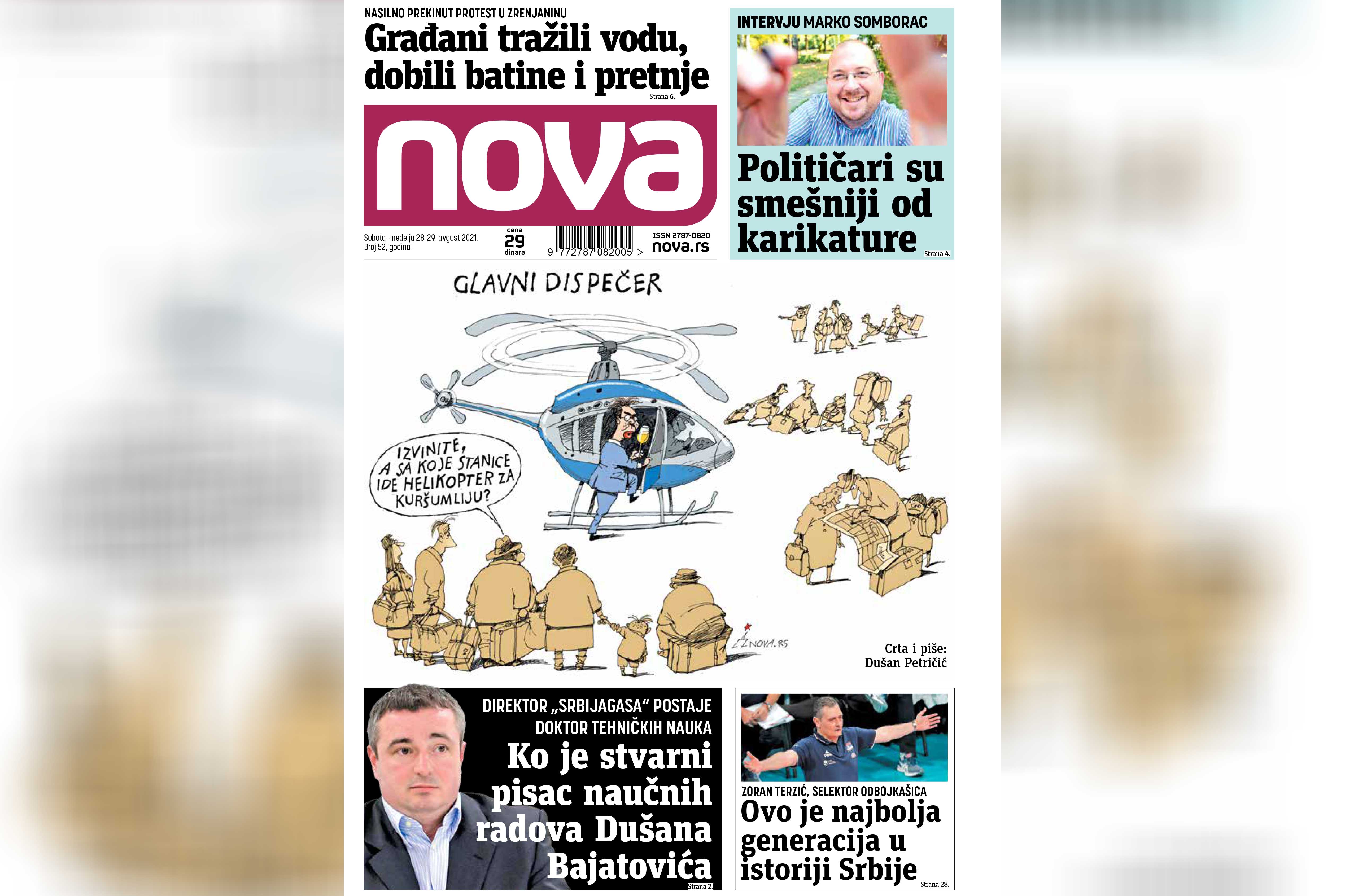 Nova, naslovna za suboti i nedelju 27. i 28. avgust, vikend broj, vikend izdanje, broj 52, dnevne novine Nova, dnevni list Nova Foto: Nova.rs