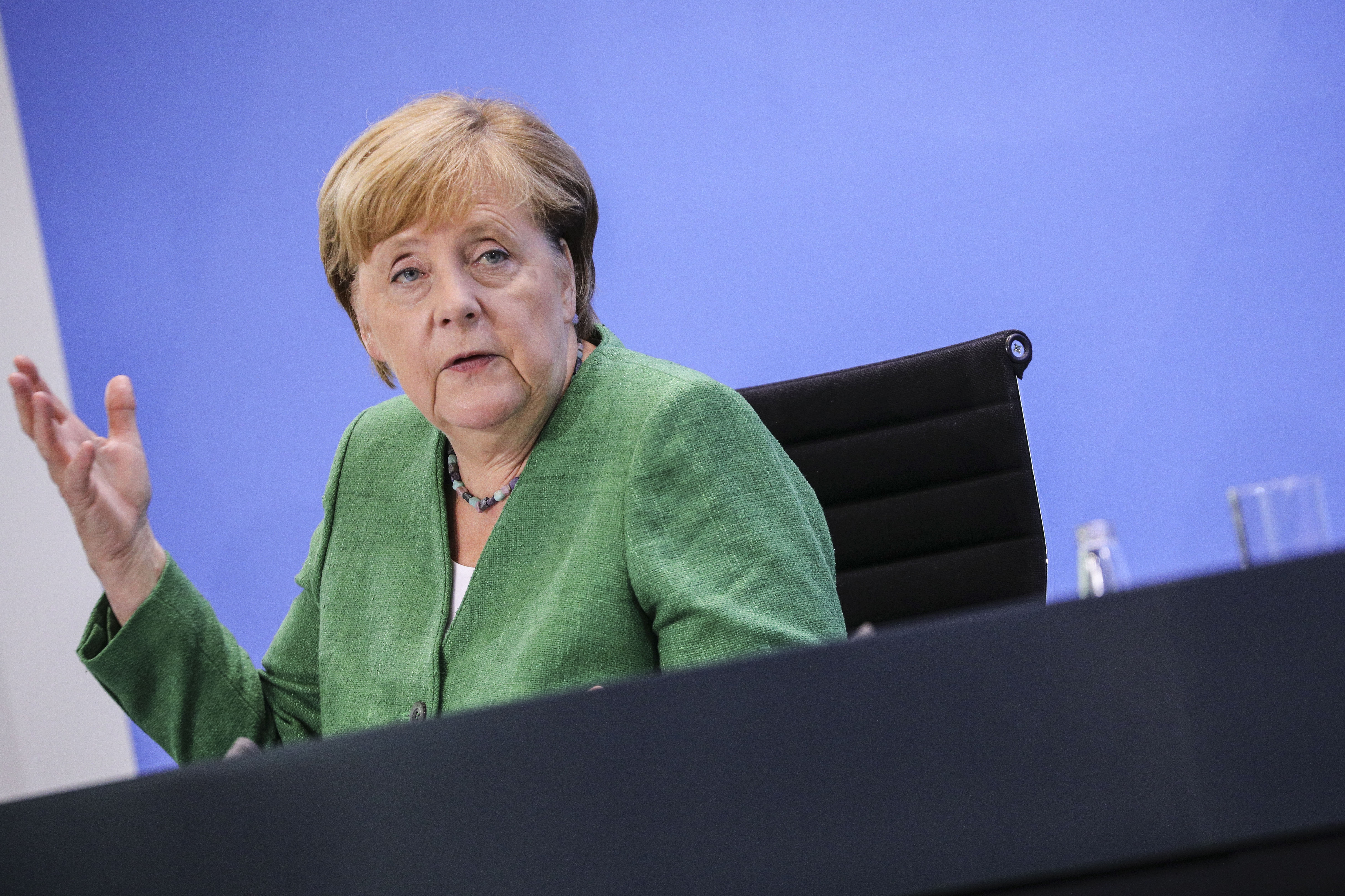 German chancellor Merkel after virtual meeting with regional governors