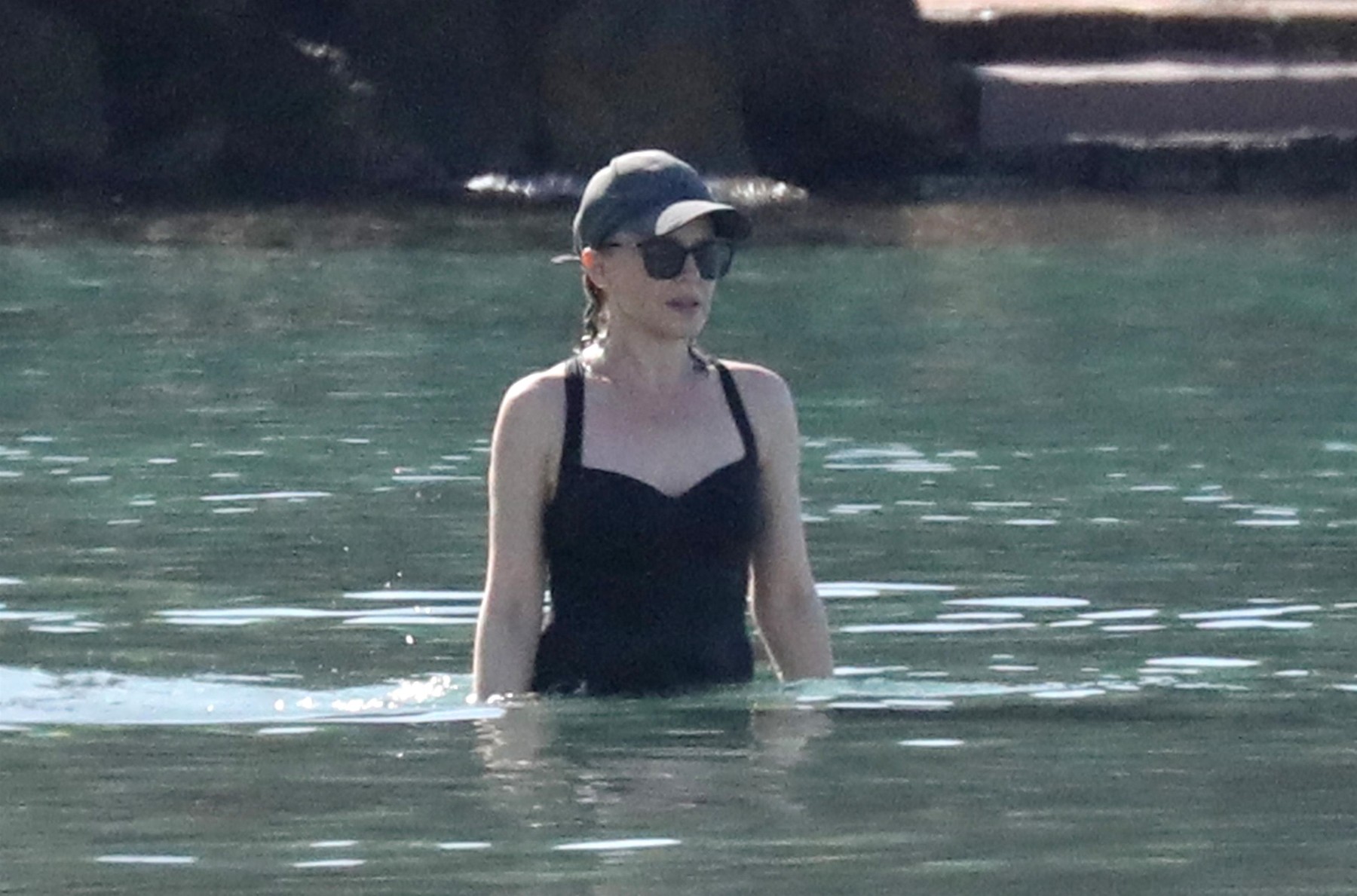 *EXCLUSIVE* Kylie Minogue and a male companion enjoy a day at the beach during her stay in Athens