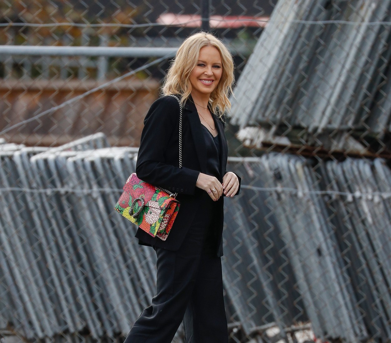 EXCLUSIVE: *** NO MAIL ONLINE*** Kylie Minogue Is All Smiles As She Arrives At Risk Sound Recording Studios In Port Melbourne