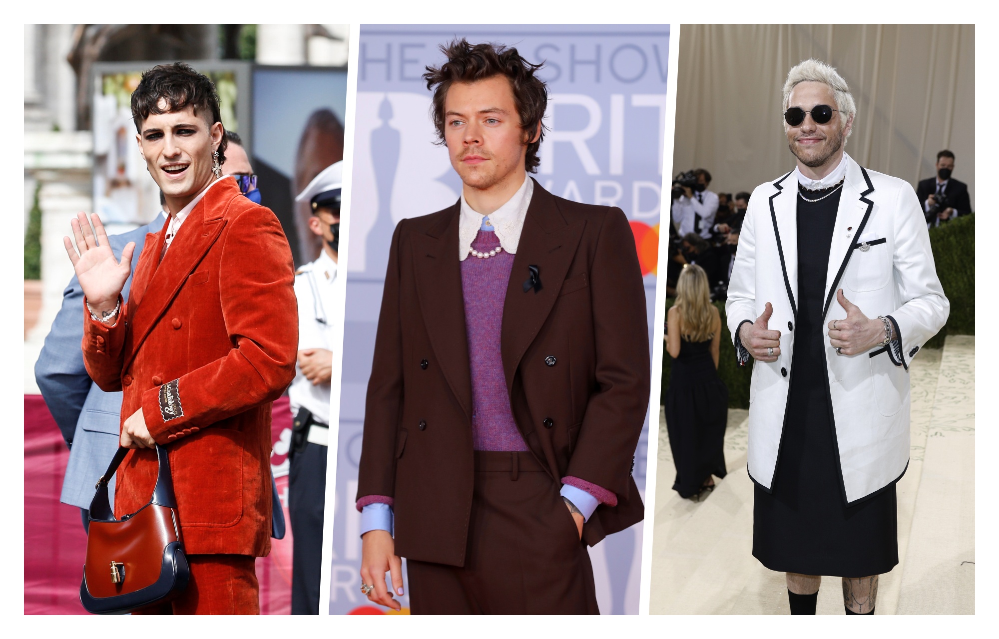 damiano david,harry styles,pete davidson 
Damjano David , hari stajls, pit dejvidson kombo