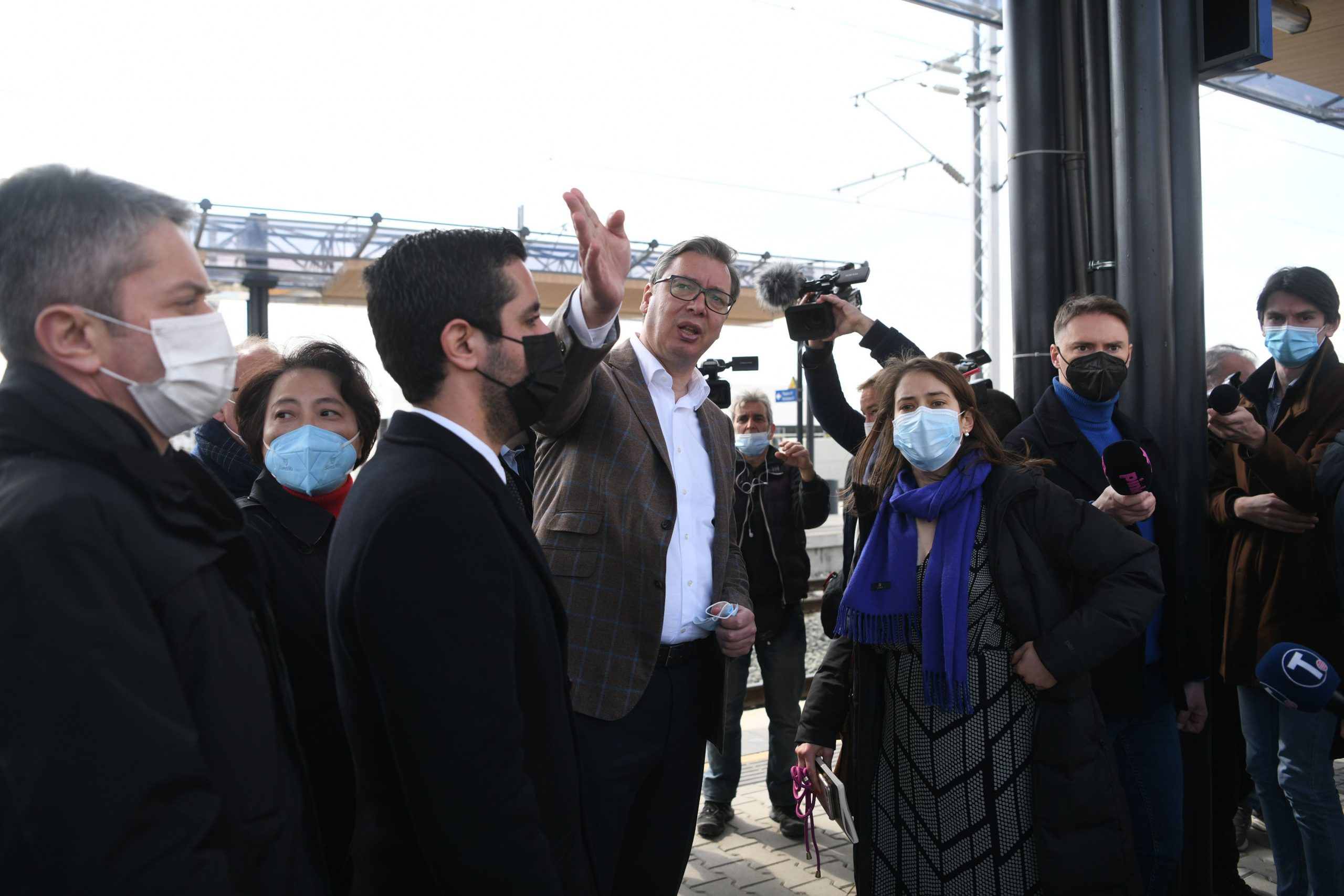Beograd 25.03.2021. Aleksandar Vučić, Tomislav Momirović, Toma Mona. Železnička stanica Zemun, radovi, obilzaka radova Foto: Filip Krainčanić/Nova.rs