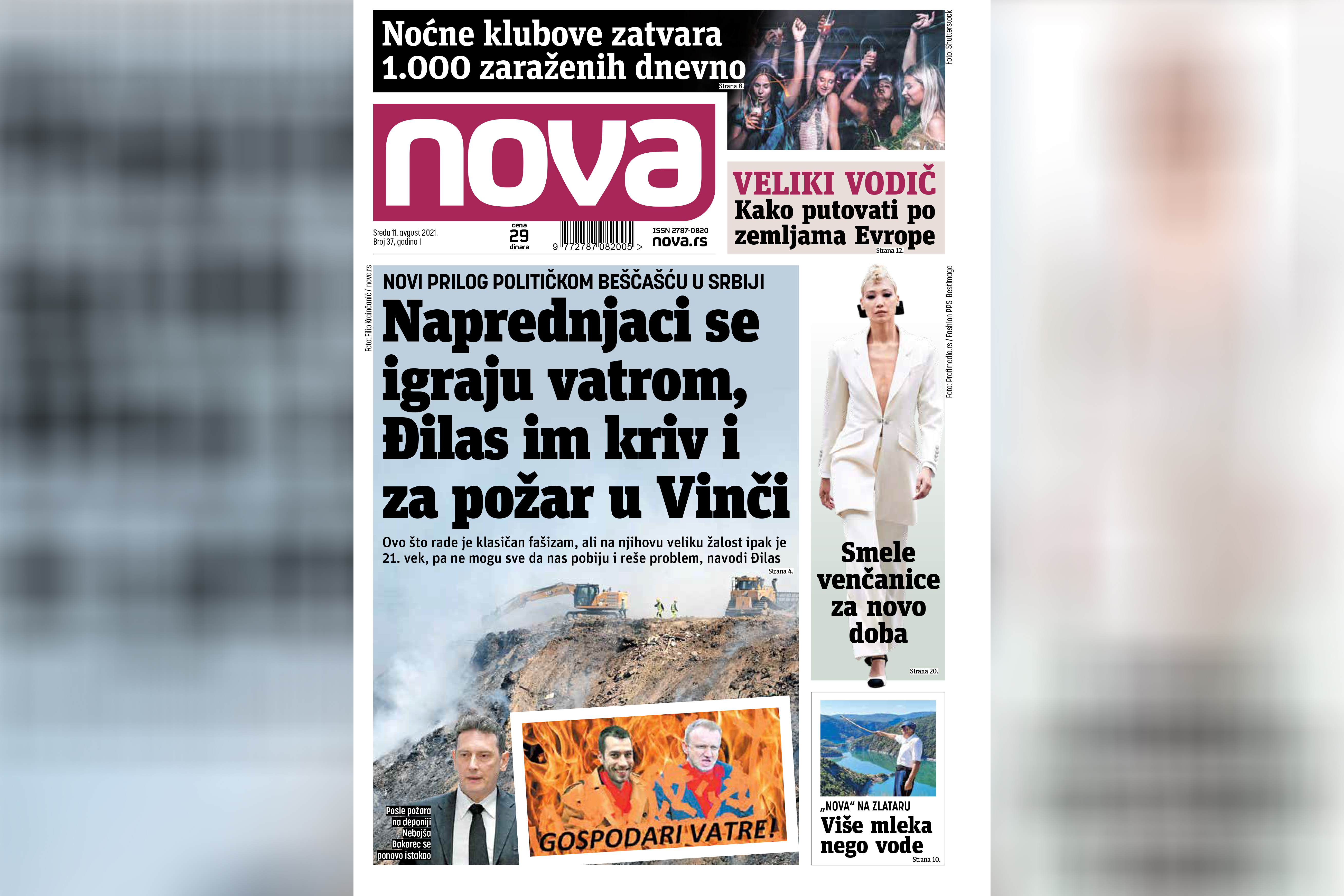 Nova, naslovna za sredu, 11. avgust, broj 37, dnevne novine Nova, dnevni list Nova Foto: Nova.rs