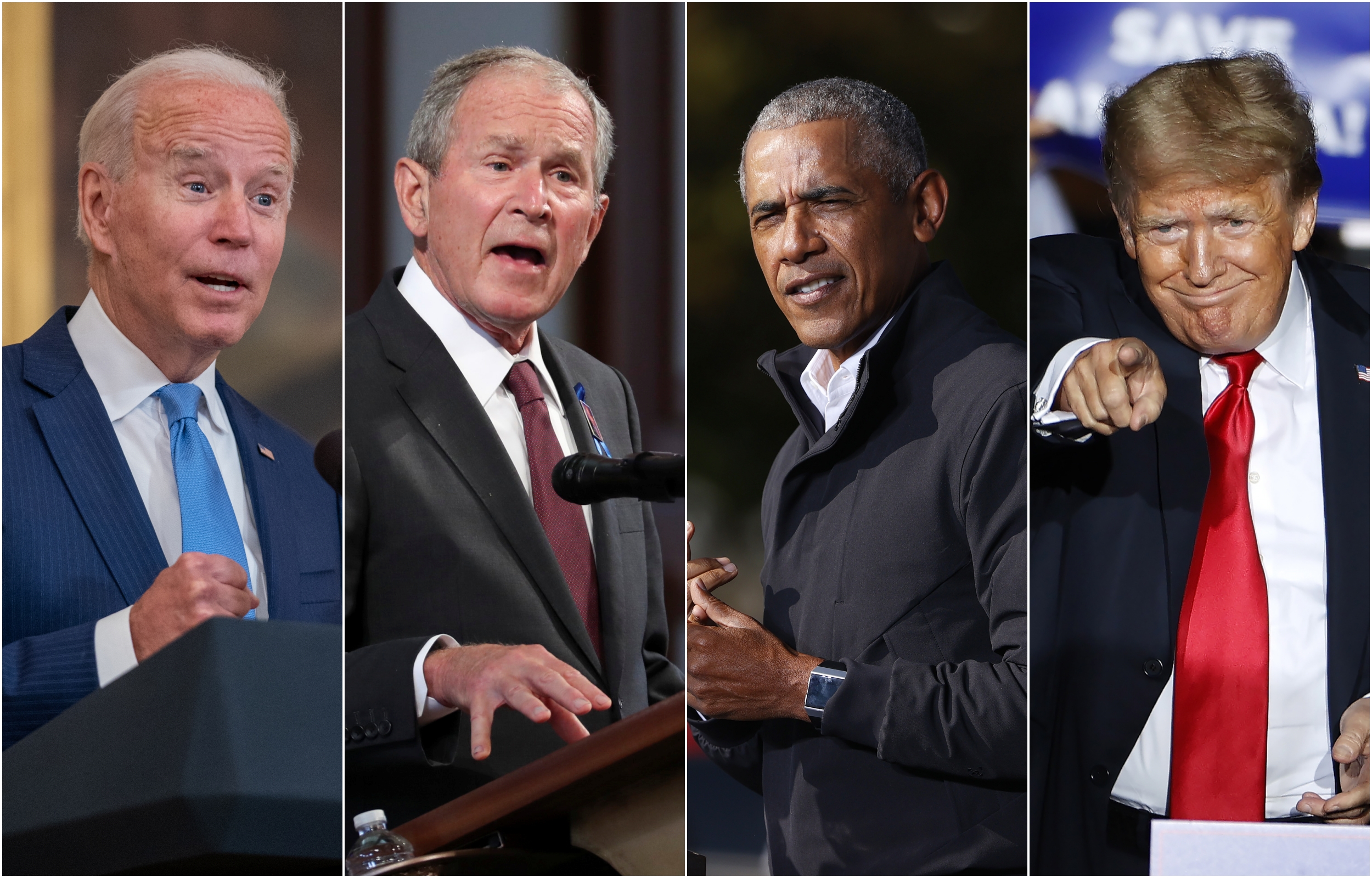 collage bus obama tramp bajden