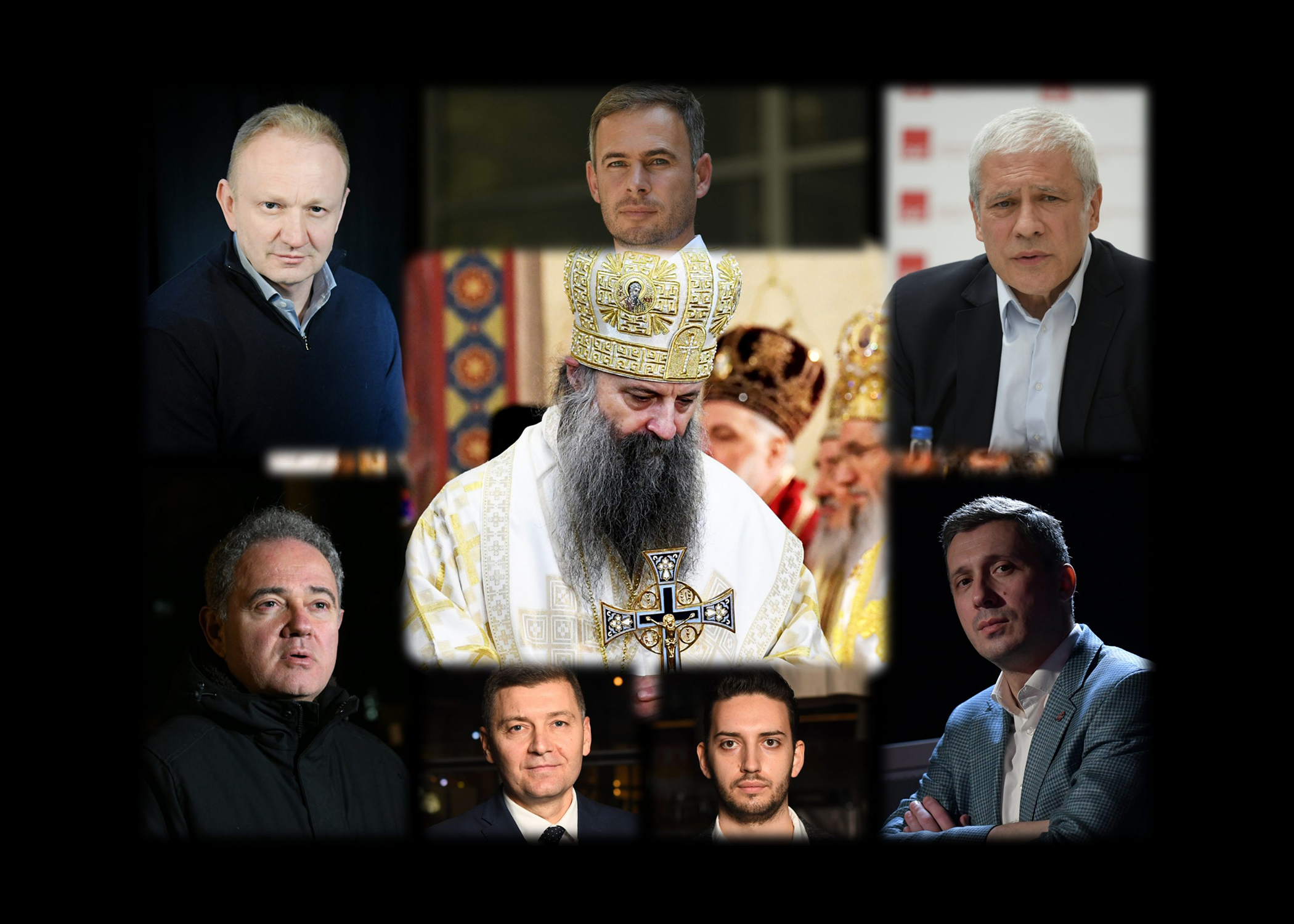 Zoran Lutovac, Boris Tadić, Dragan Đilas, Boško Obradović, Nebojša Zelenović, Pavle Grbović,  Miroslav Aleksić, Patrijarh Porfirije kombo