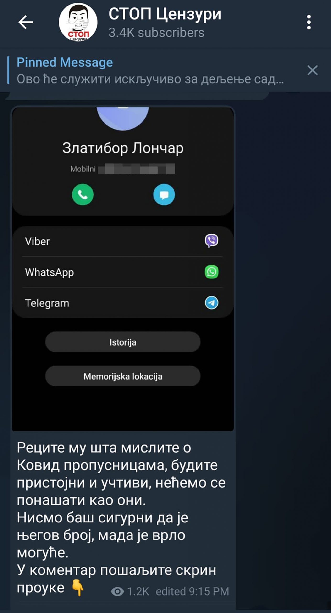 telegram grupe broj zlatibora lončara