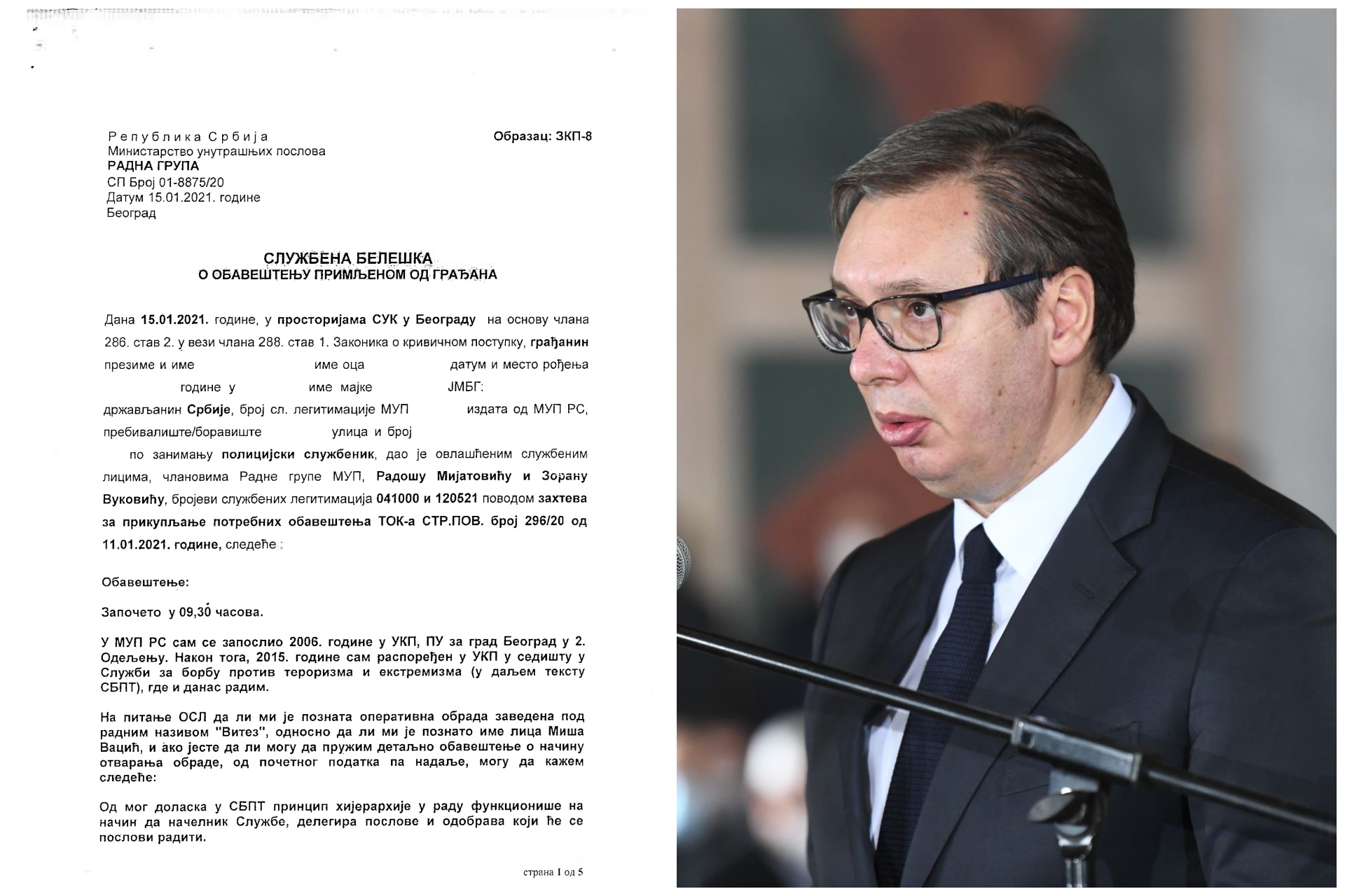 Vučić, Dokument