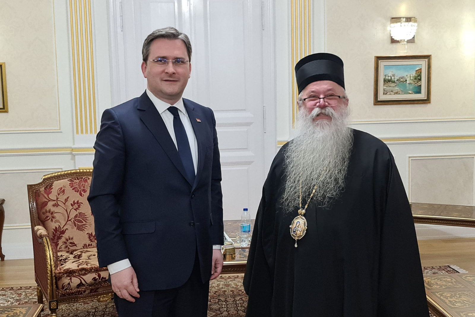 Sarajevo, 17. marta 2021 - Sastanak MSP Srbije Nikole Selakovica sa mitropolitom dabrobosanskim Hrizostomom. TANJUG/ MINISTARSTVO SPOLJNIH POSLOVA/IVAN JAKSIC/fotografija niske rezolucije/bs