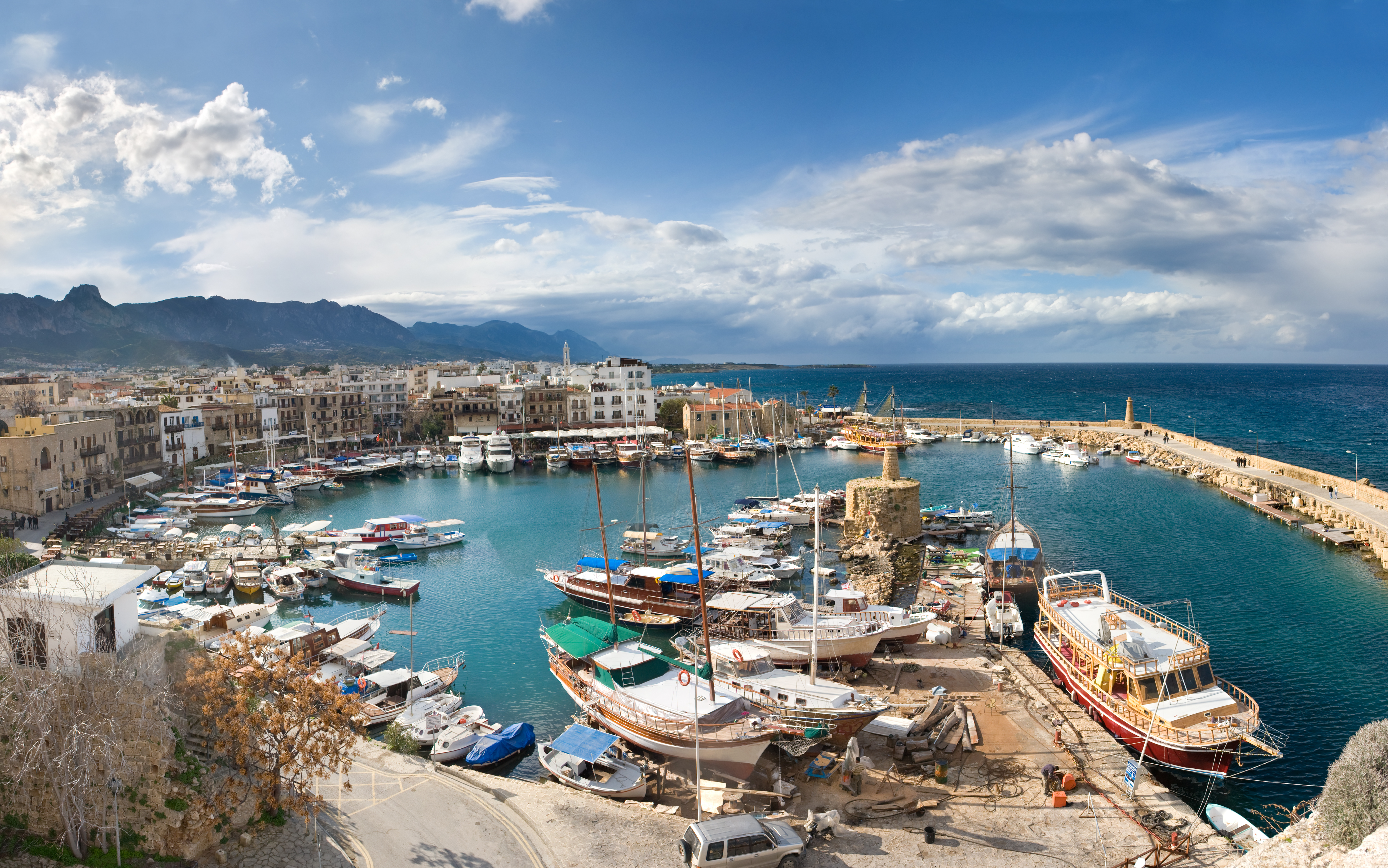 The,View,From,Girne,Castle,Harbour,,Northern,Cyprus.,Winter.