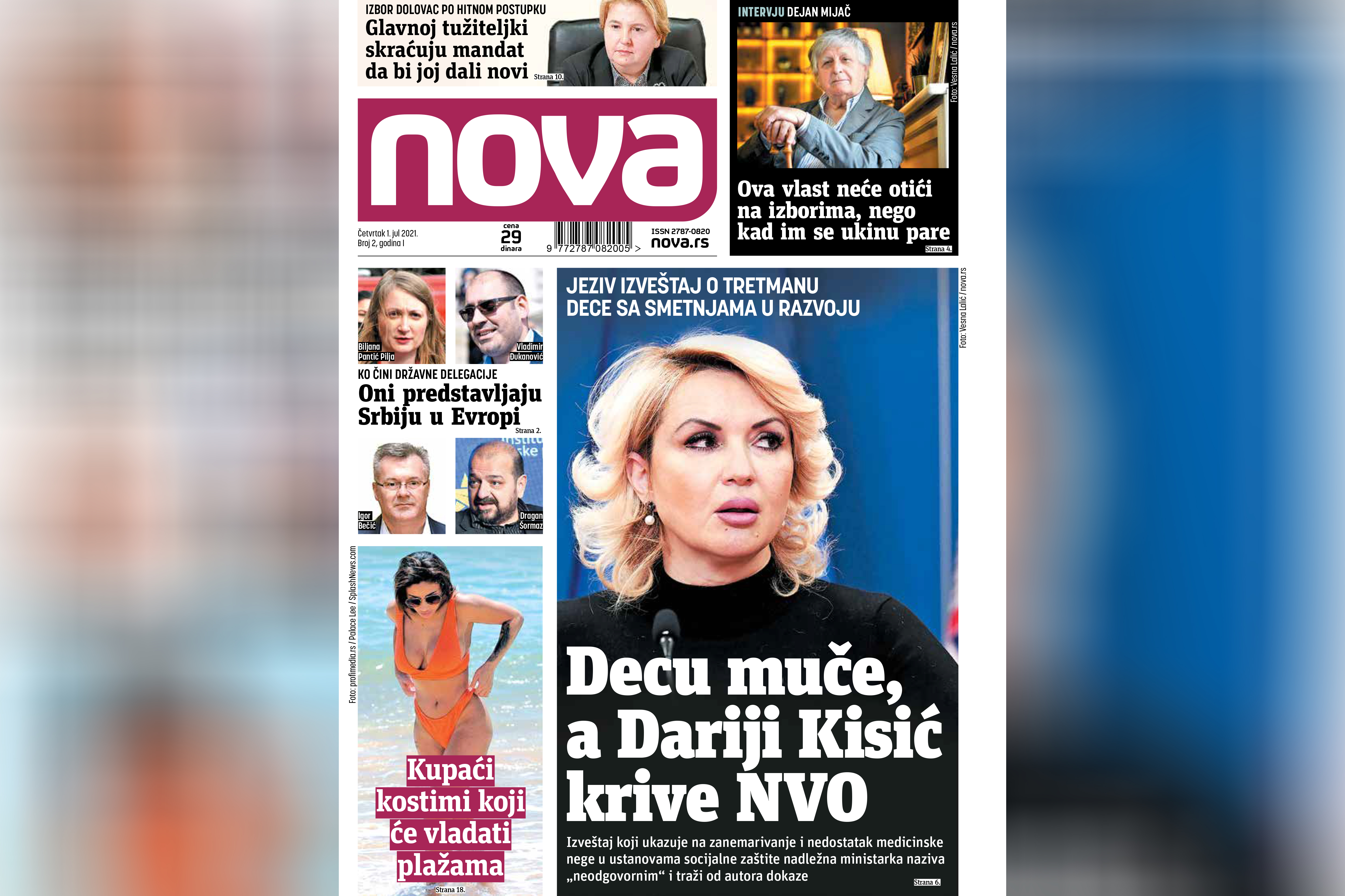 Dnevne novine Nova, dnevni list Nova, drugi broj, naslovna strana Foto: Nova.rs