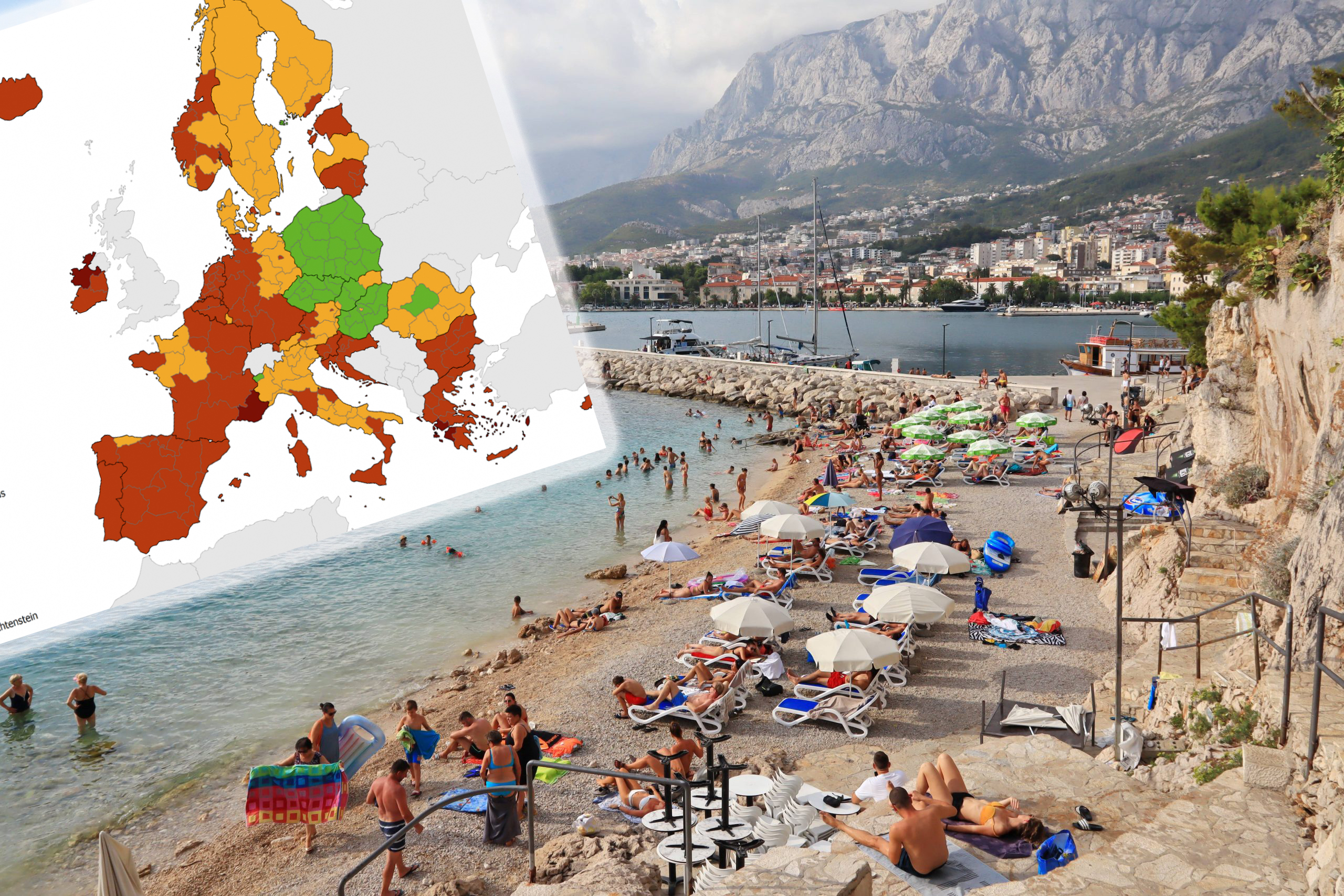 Hrvatska plaža, mapa koronavirus kombo